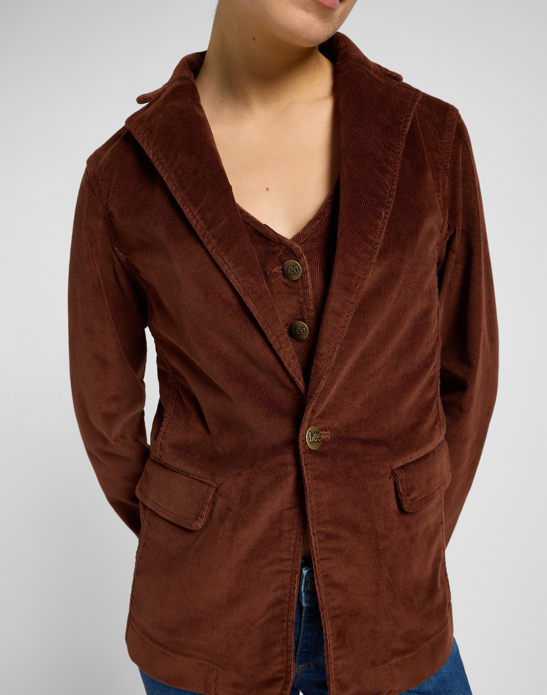 Structured Blazer in Luxe Brown Jackets Lee