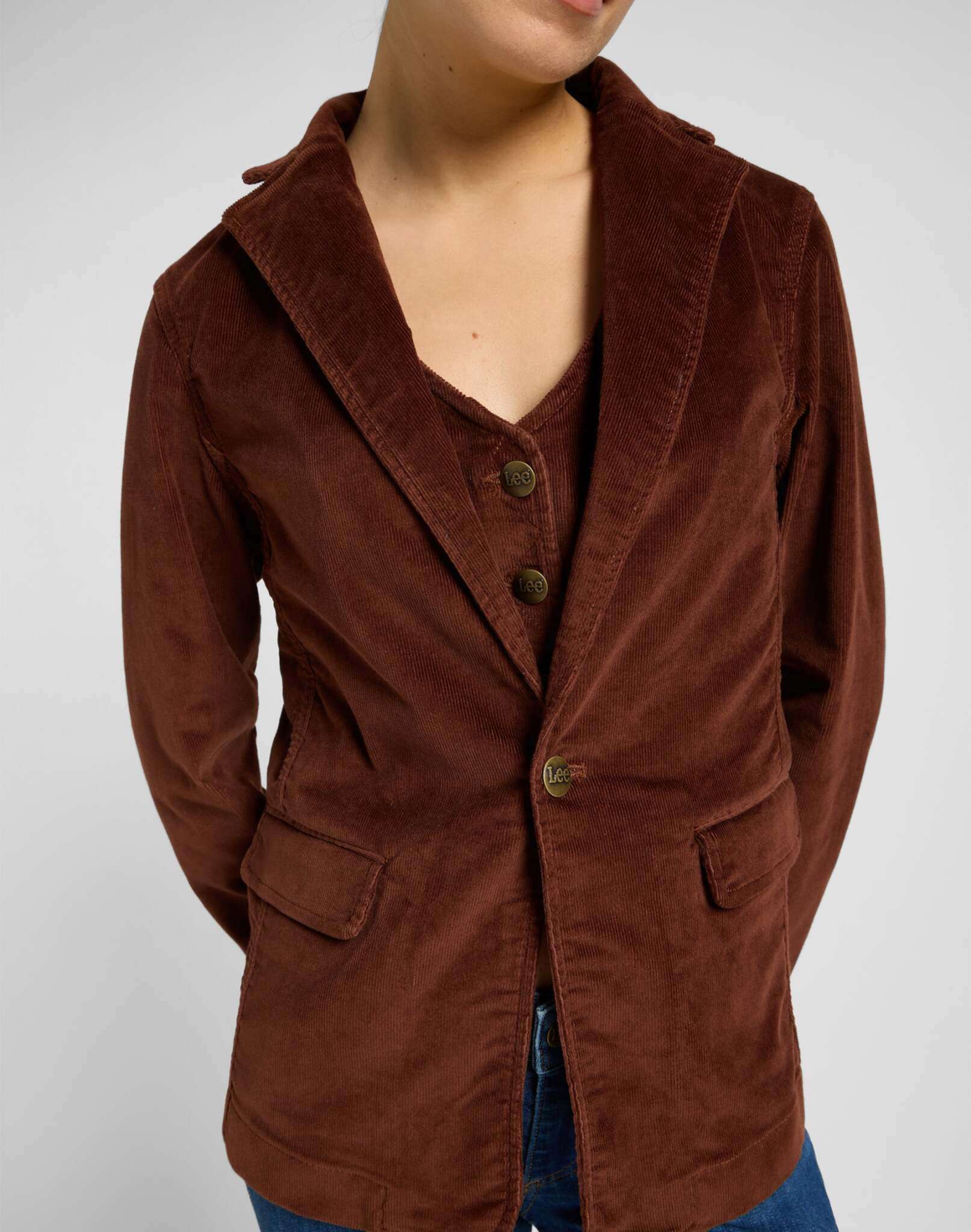 Structured Blazer in Luxe Brown Jackets Lee