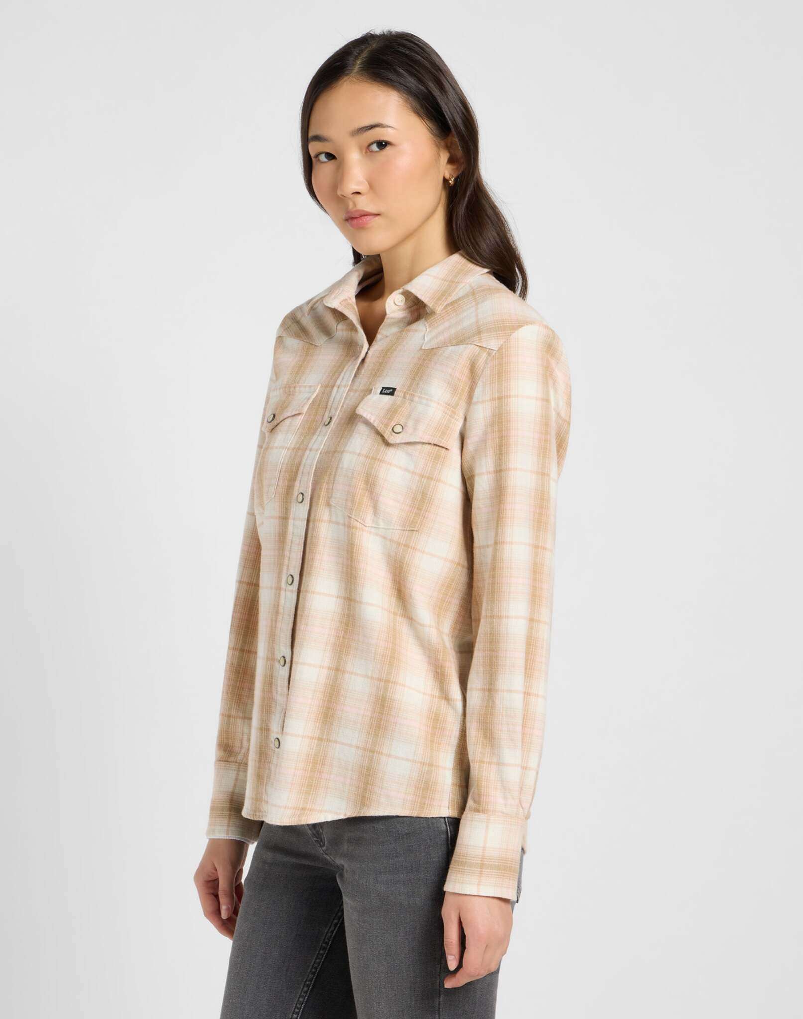 Regular Western Shirt in Khaki Plaid Shirts Lee