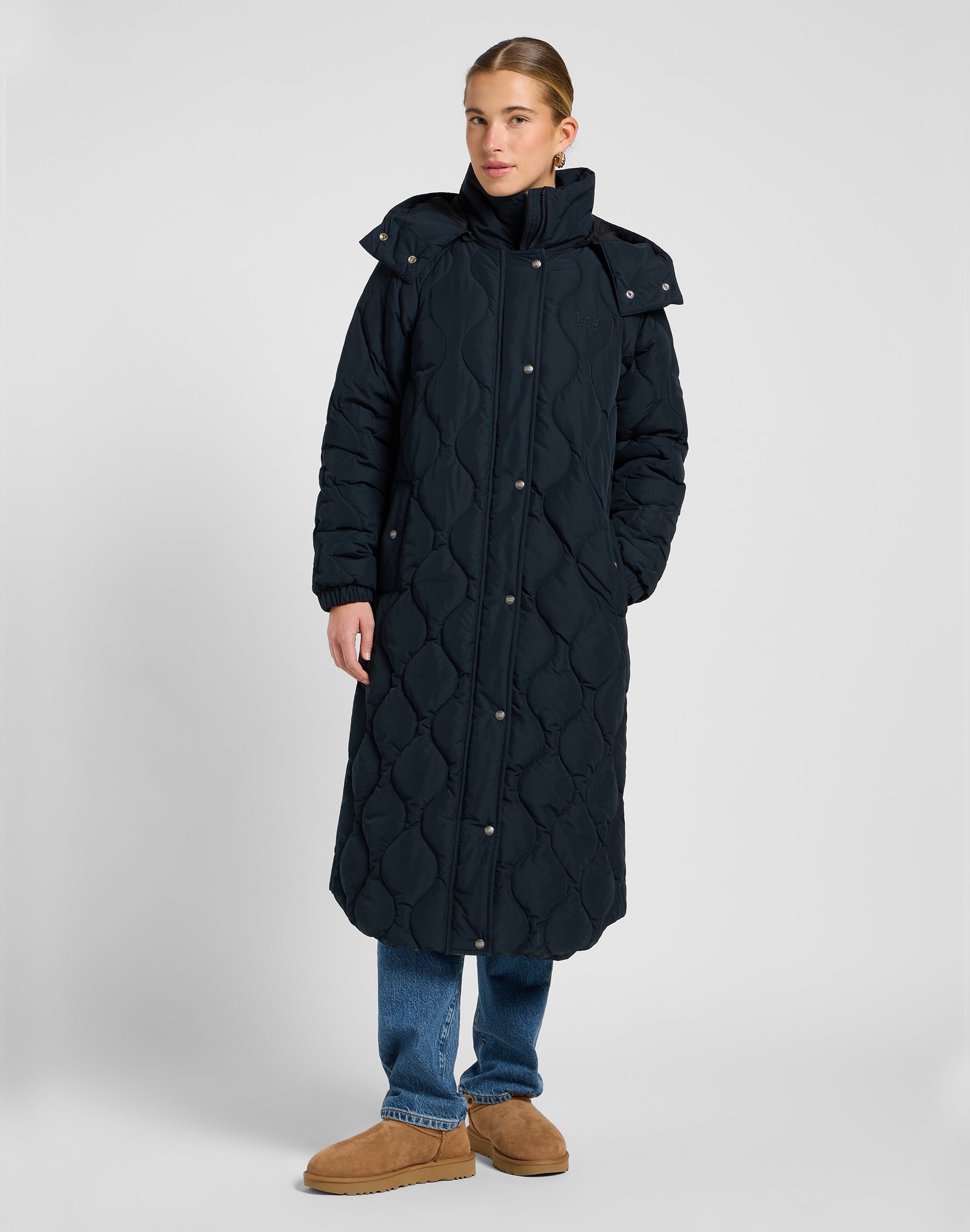 Long Puffer in Unionall Black Jackets Lee
