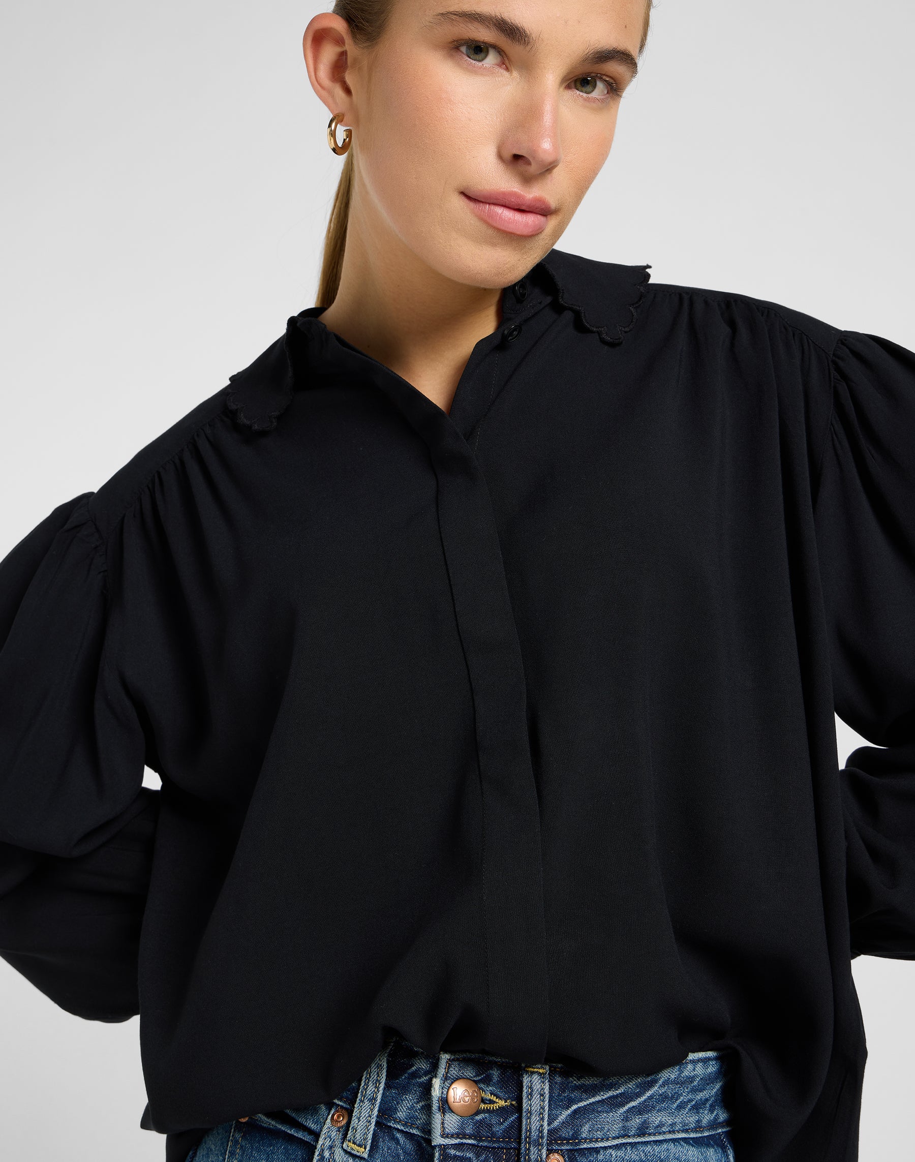 Statement Collar Shirt in Unionall Black Shirts Lee