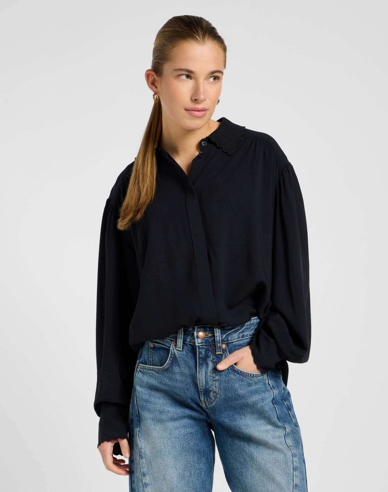 Statement Collar Shirt in Unionall Black Shirts Lee