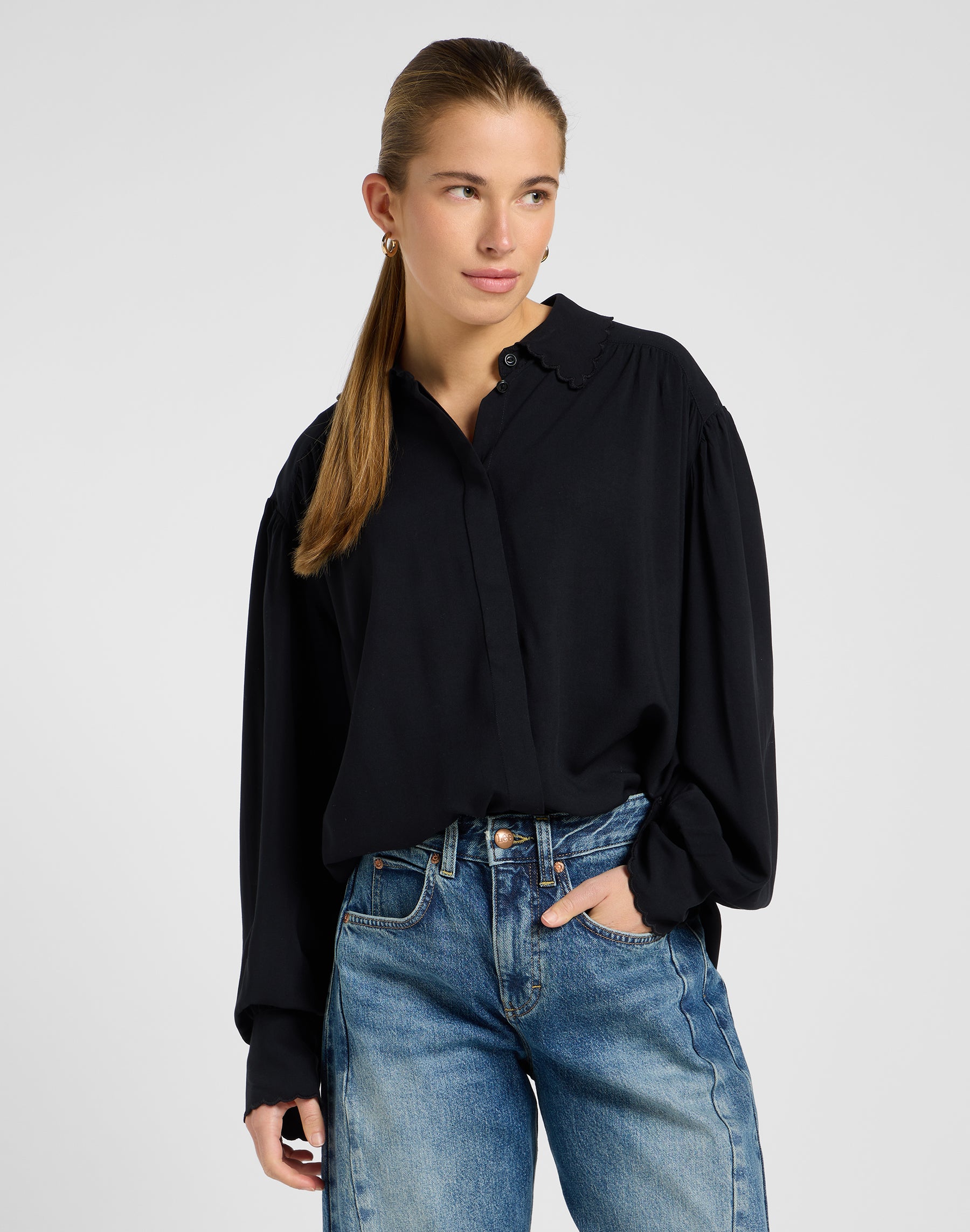 Statement Collar Shirt in Unionall Black Shirts Lee