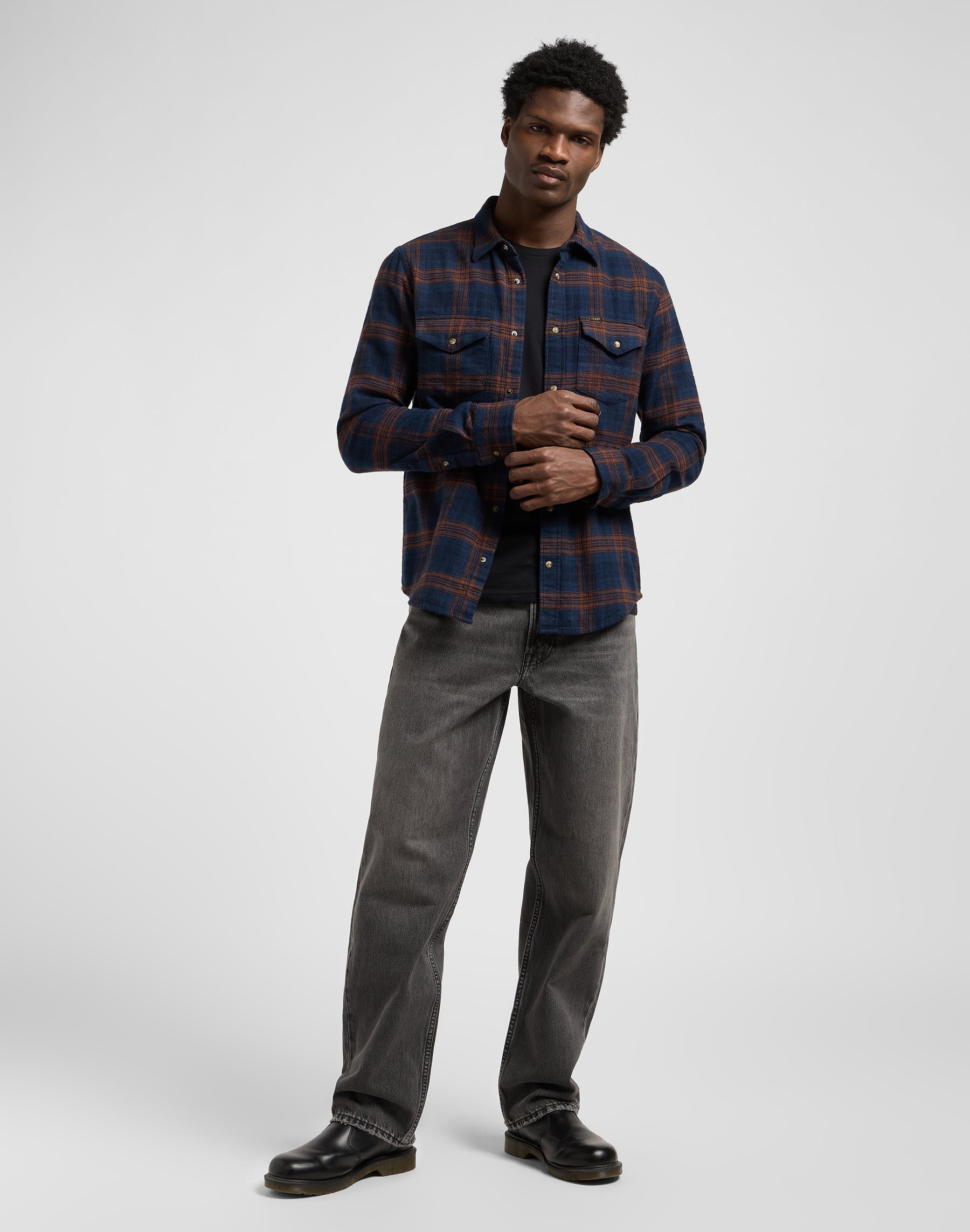 Clean Western Shirt in Luxe Rivet Navy Shirts Lee