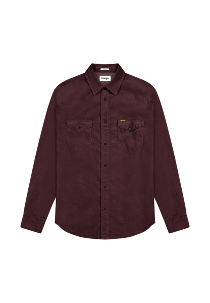 Western corduroy shirt in mahogany