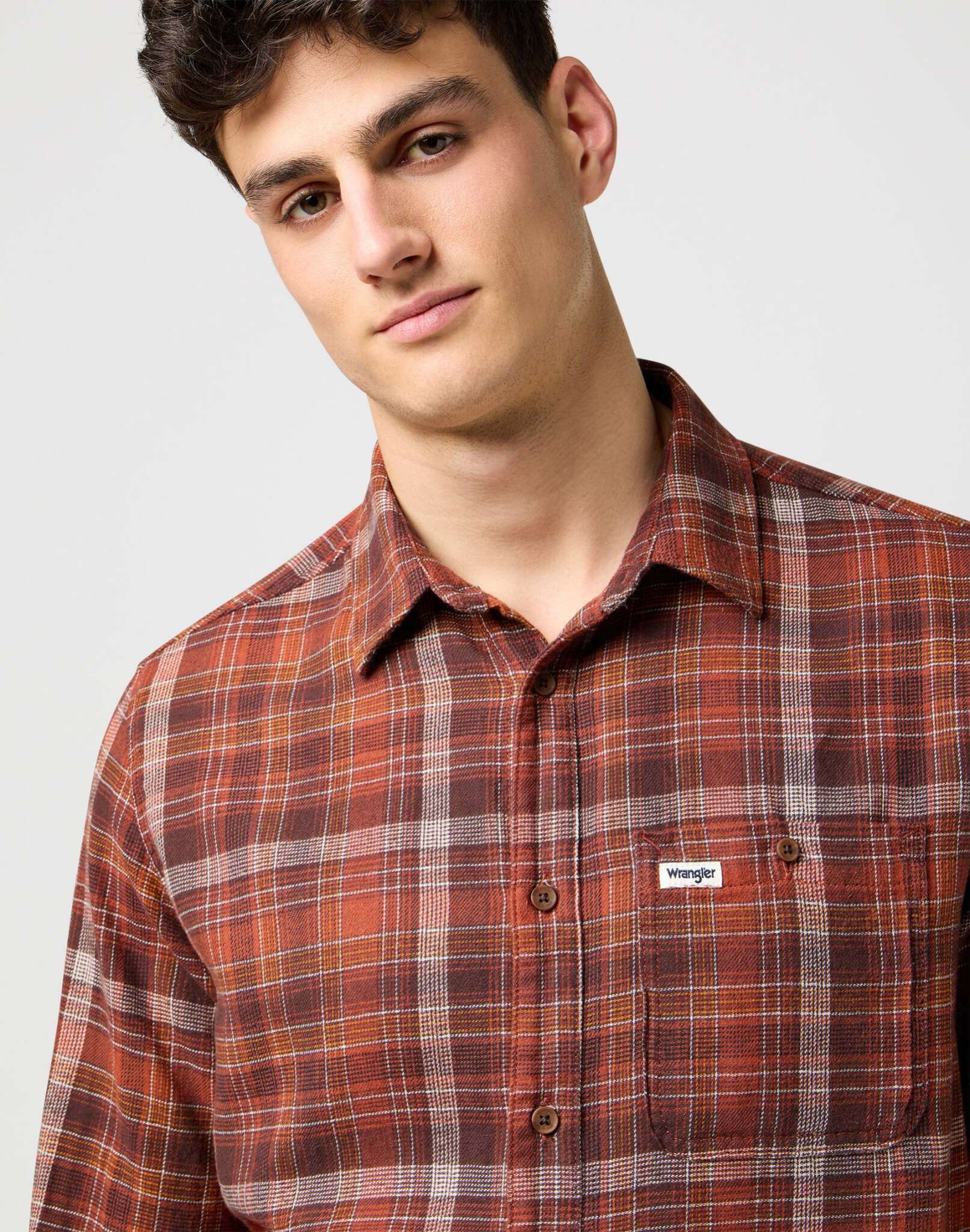 1 Pkt Flannel Shirt in Fired Brick Shirts Wrangler