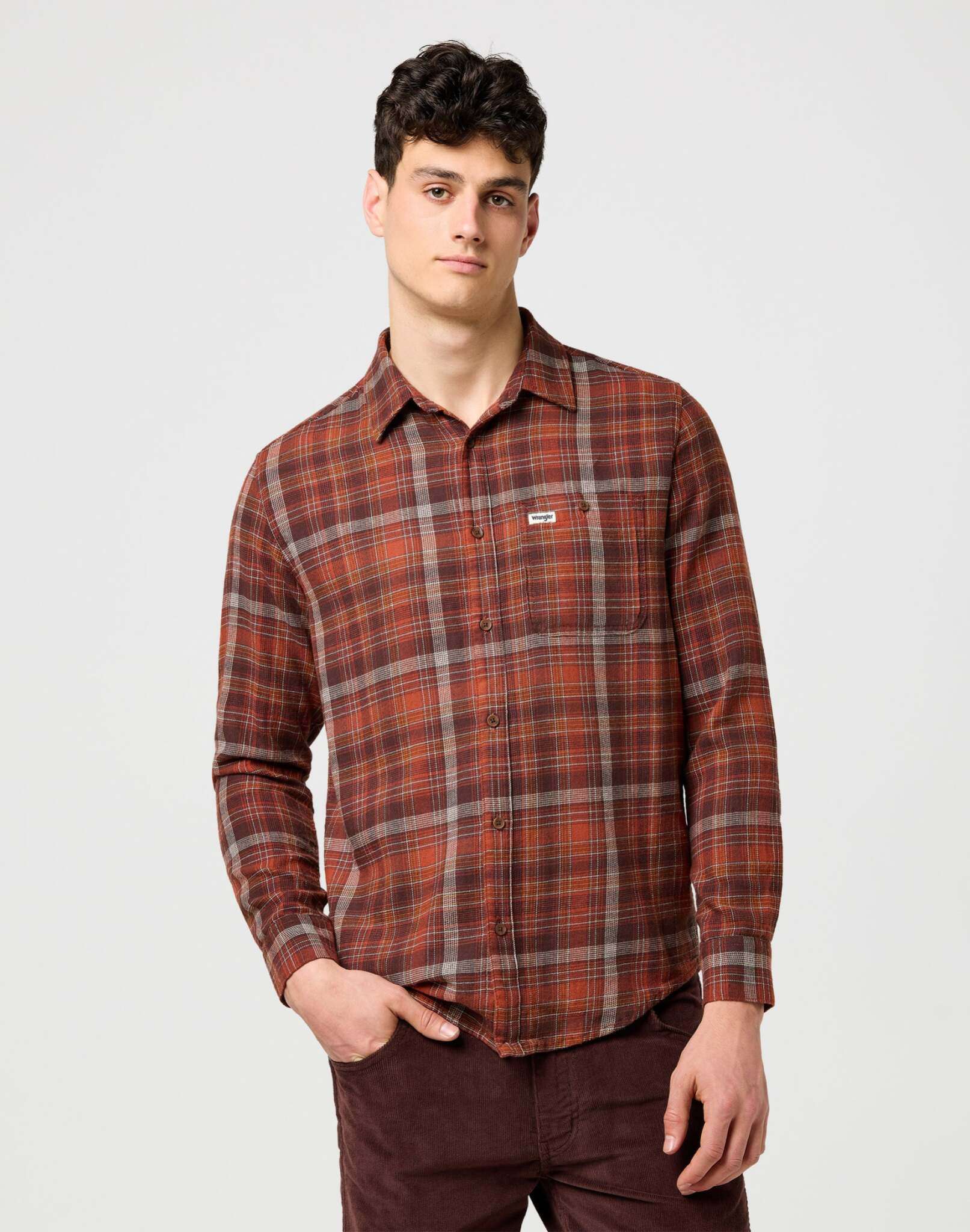 1 Pkt Flannel Shirt in Fired Brick Shirts Wrangler