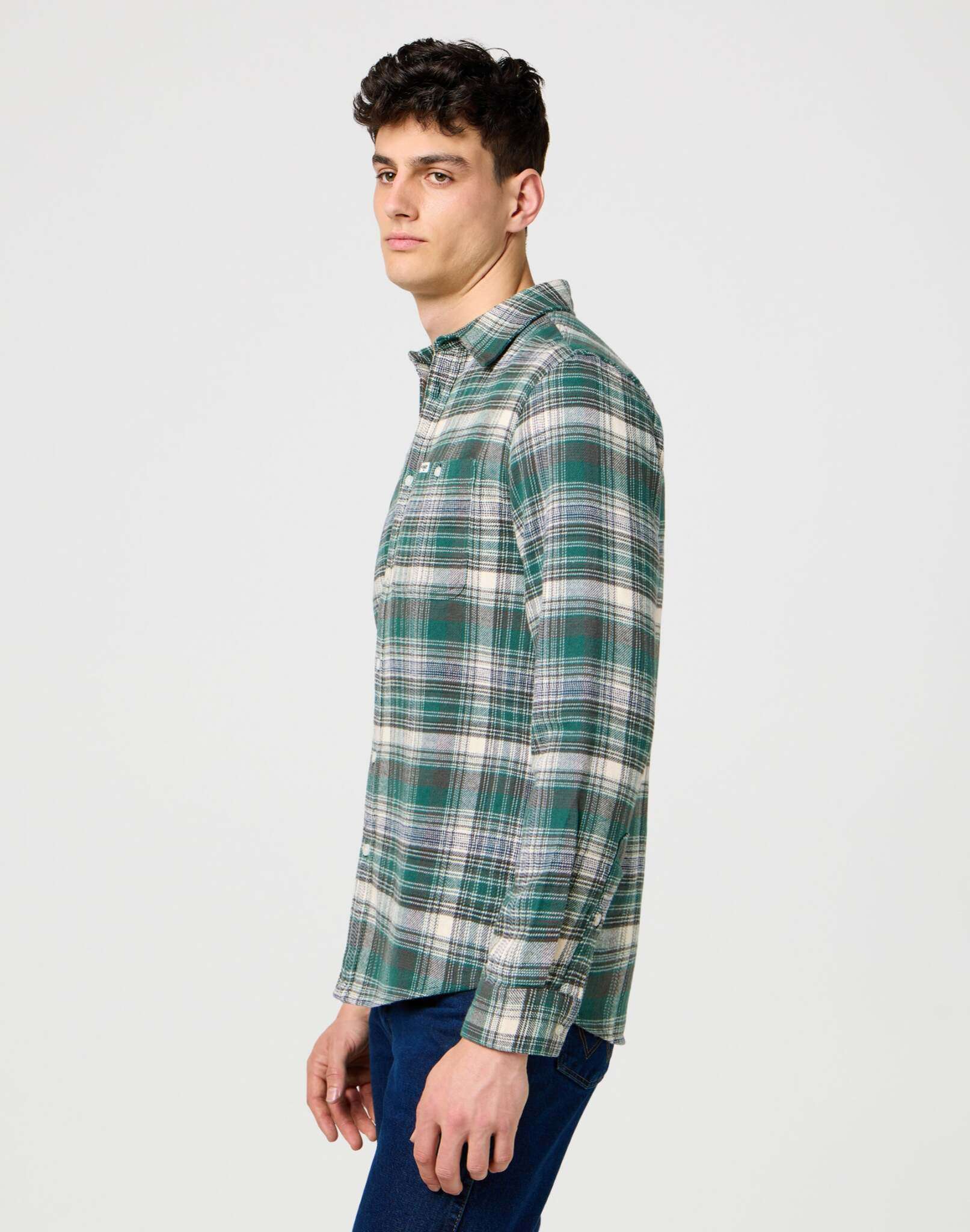 Brushed 1 Pkt Shirt in Green Birch Shirts Wrangler