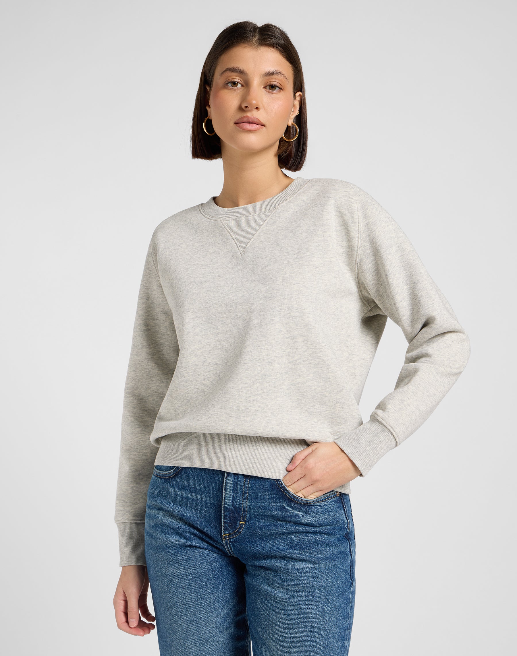 Raglan Crew Sws in Grey Heather Sweatshirts Lee