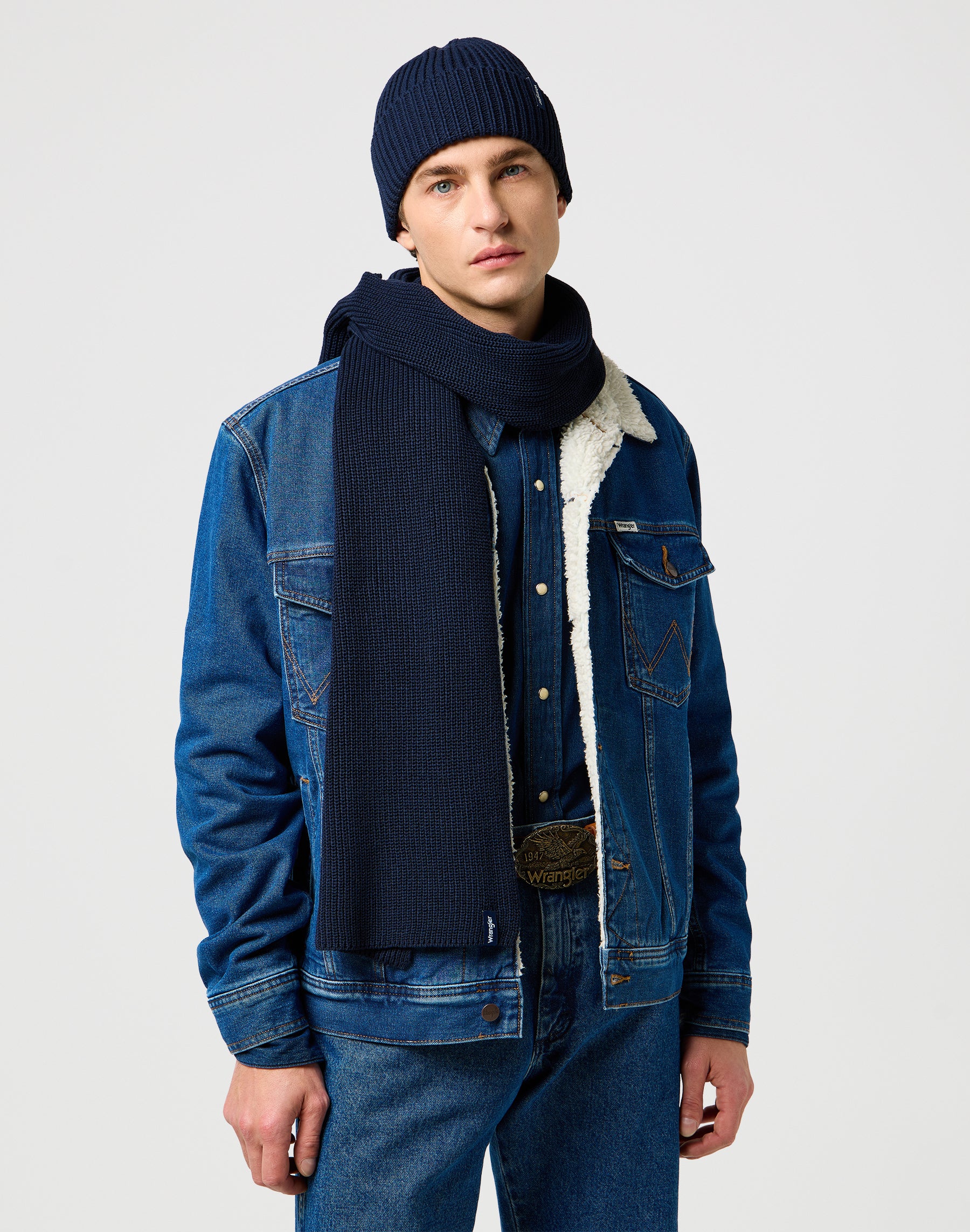 Scarf Beanie Set in Dark Navy Scarves Wrangler