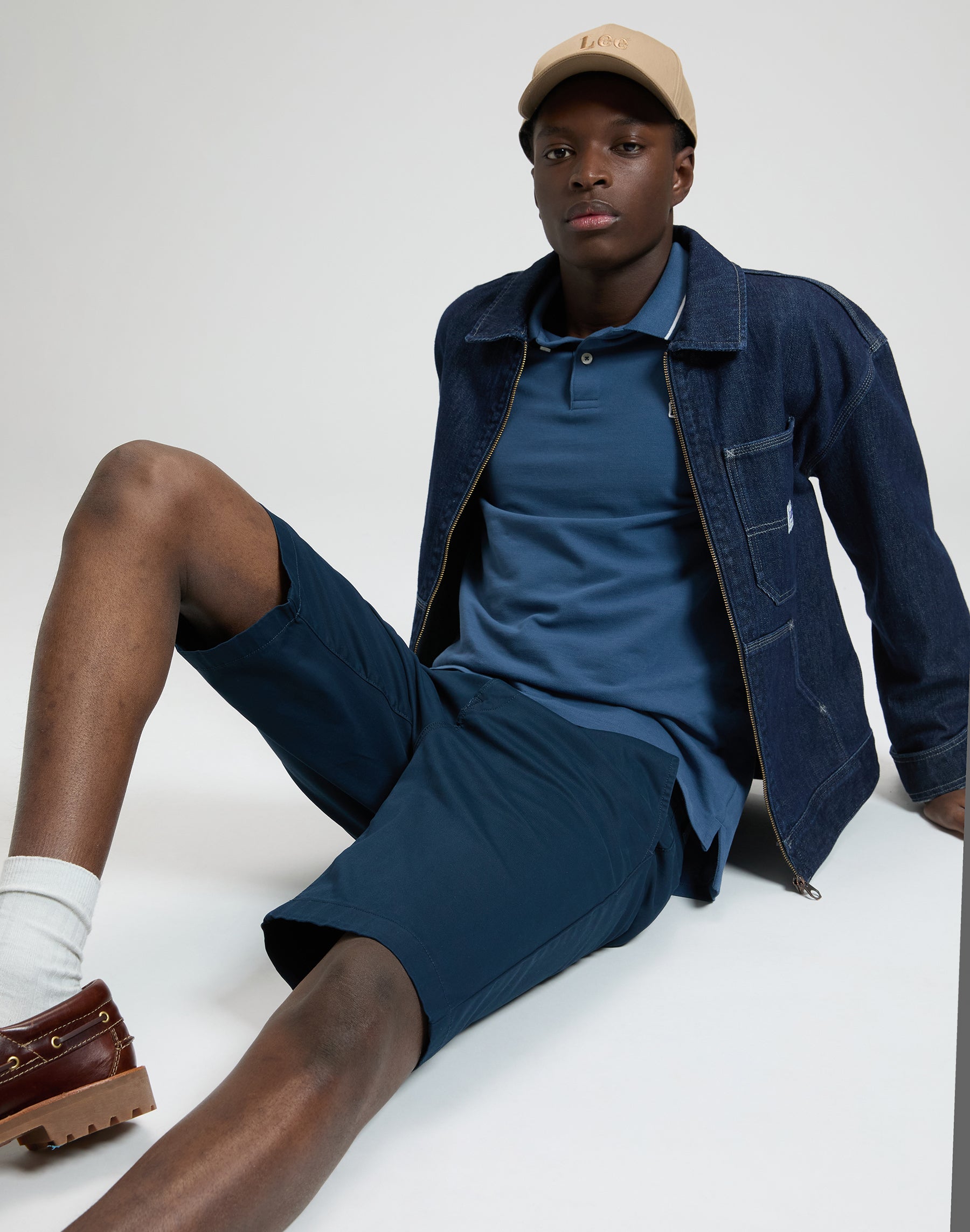 Regular chino shorts in rivet navy shorts Lee