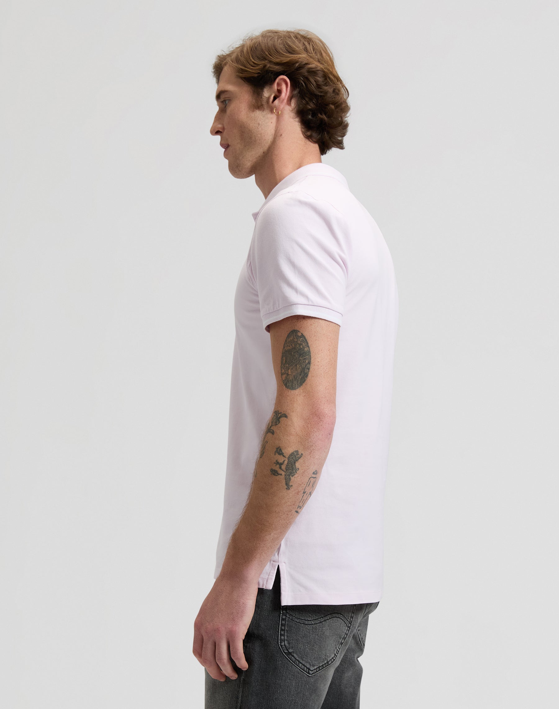 Pique polo shirt in light icy pink