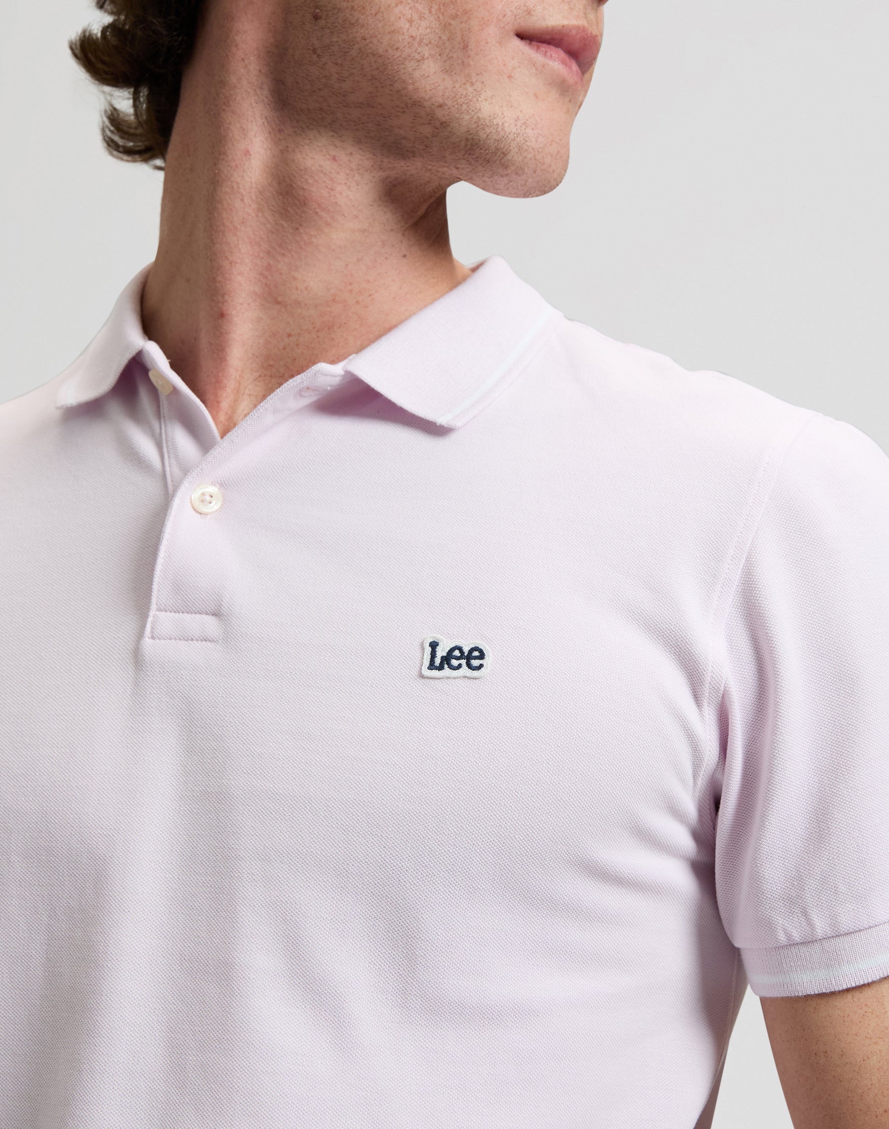Pique polo shirt in light icy pink