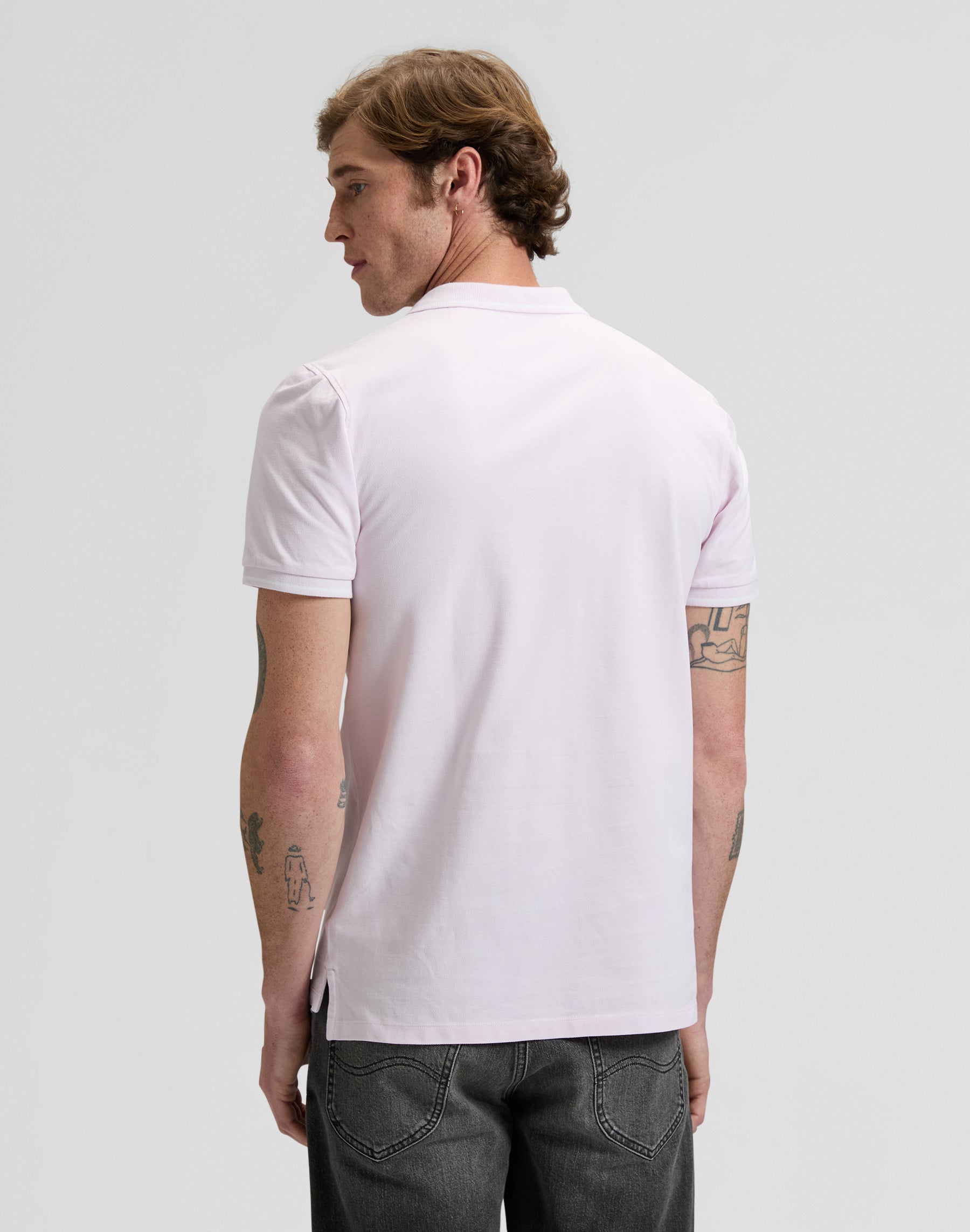 Pique polo shirt in light icy pink