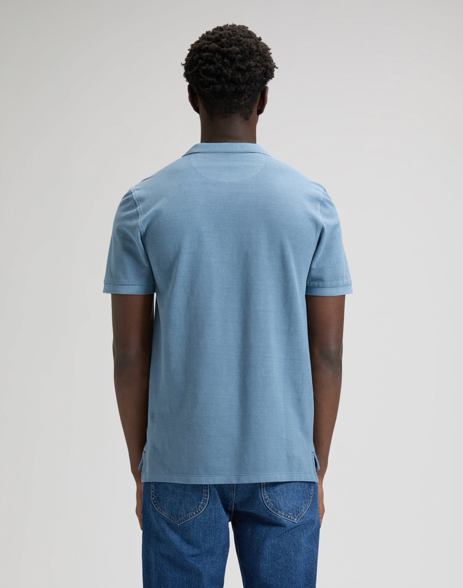 Garment-dyed polo shirt in dusty blue