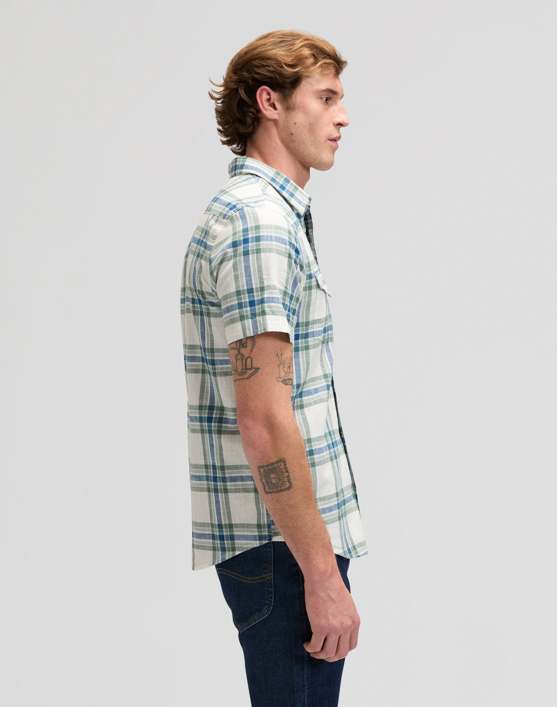 Ss Western in Desert Sage Plaid Shirts Lee