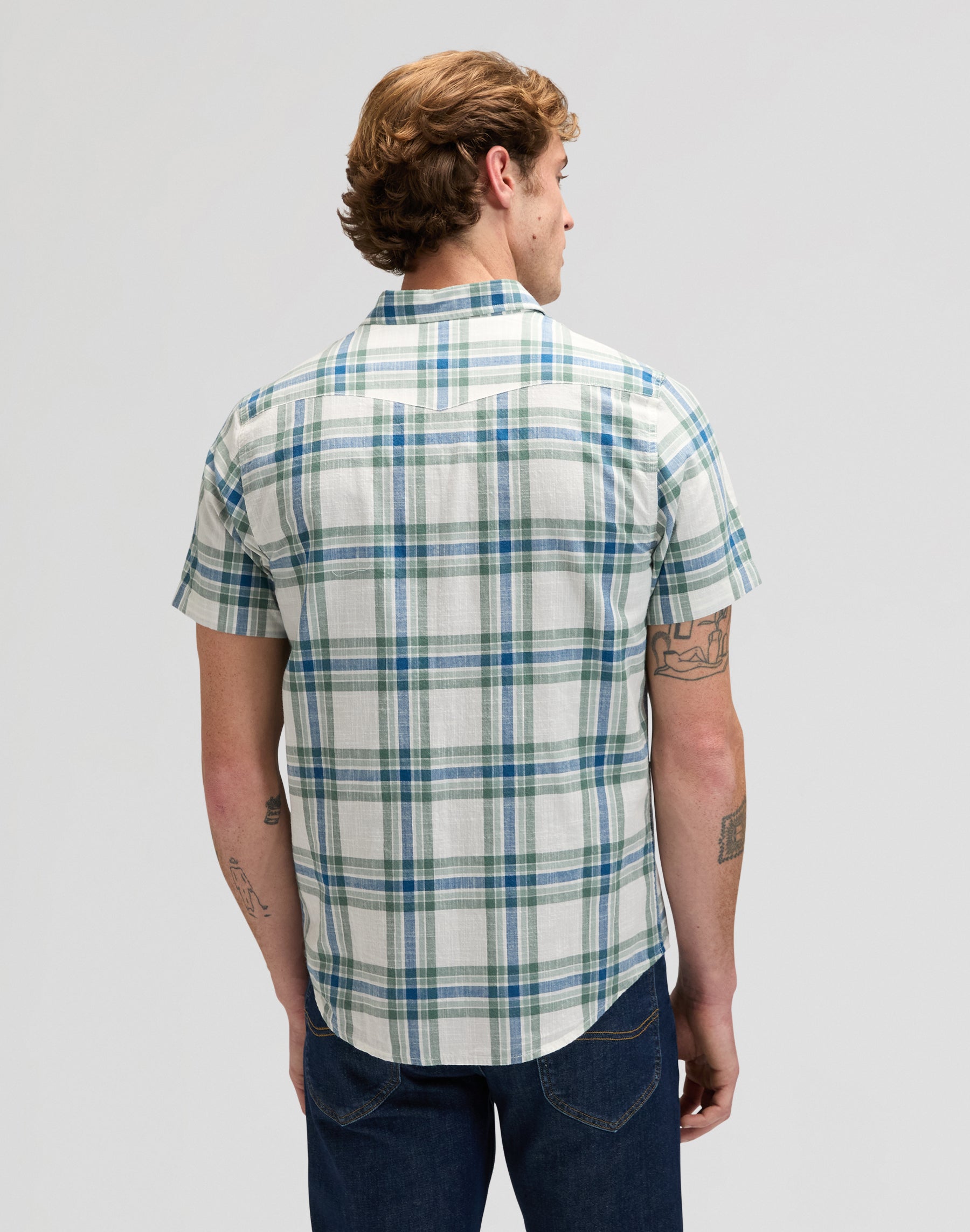 Ss Western in Desert Sage Plaid Shirts Lee