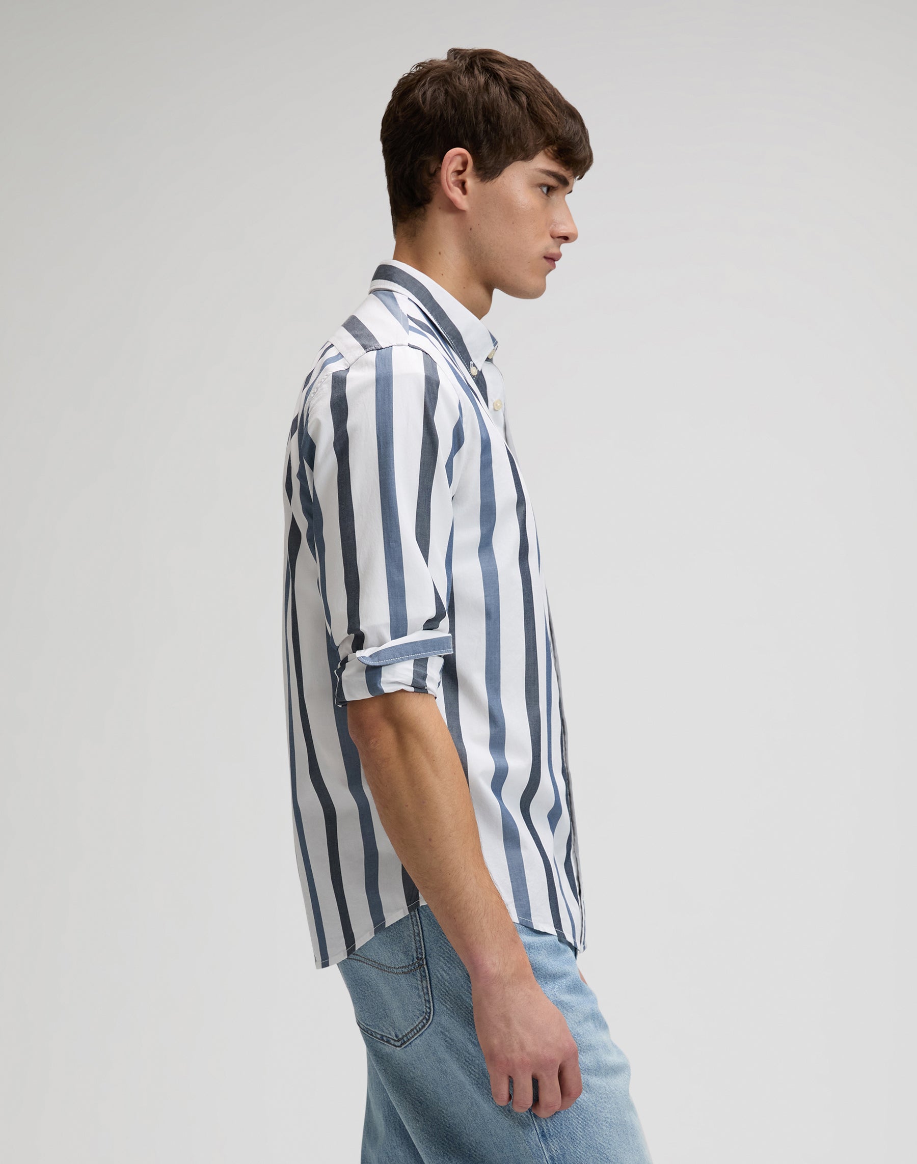 Lee Down in Tonal Rivet Navy Stripe