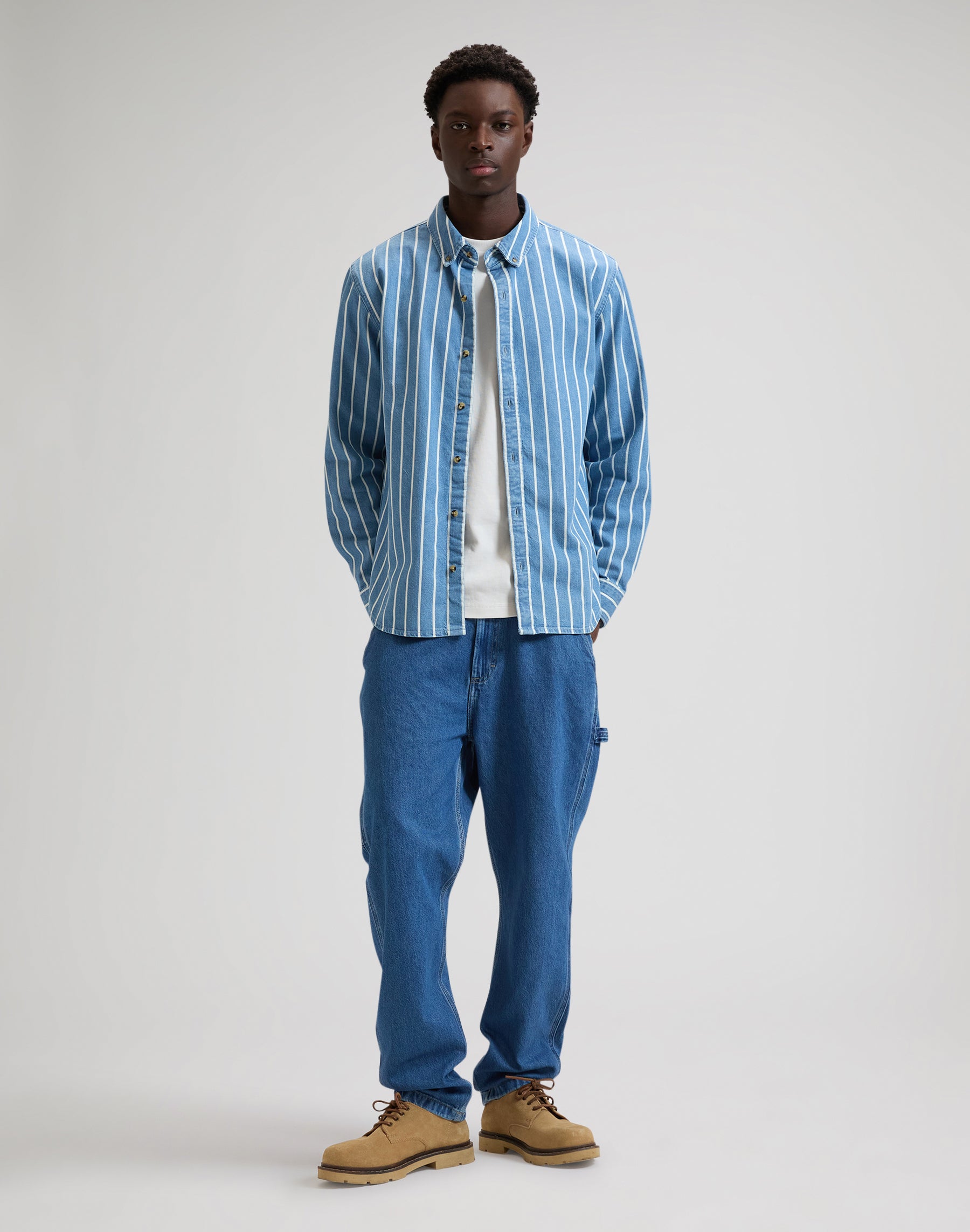 Workwear button-down denim striped shirts Lee