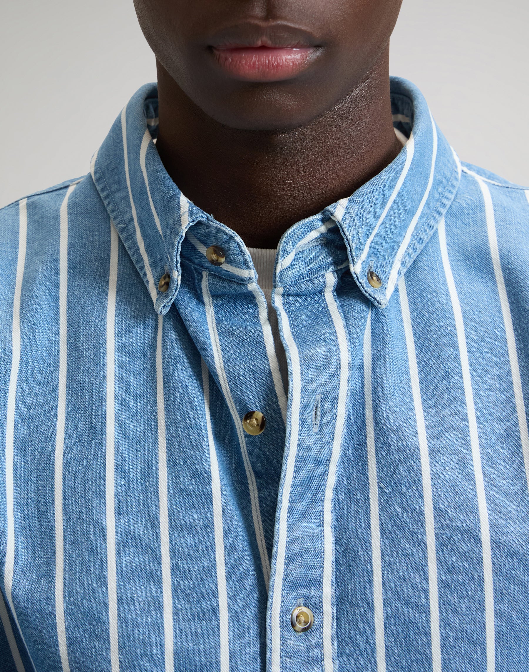 Workwear button-down denim striped shirts Lee