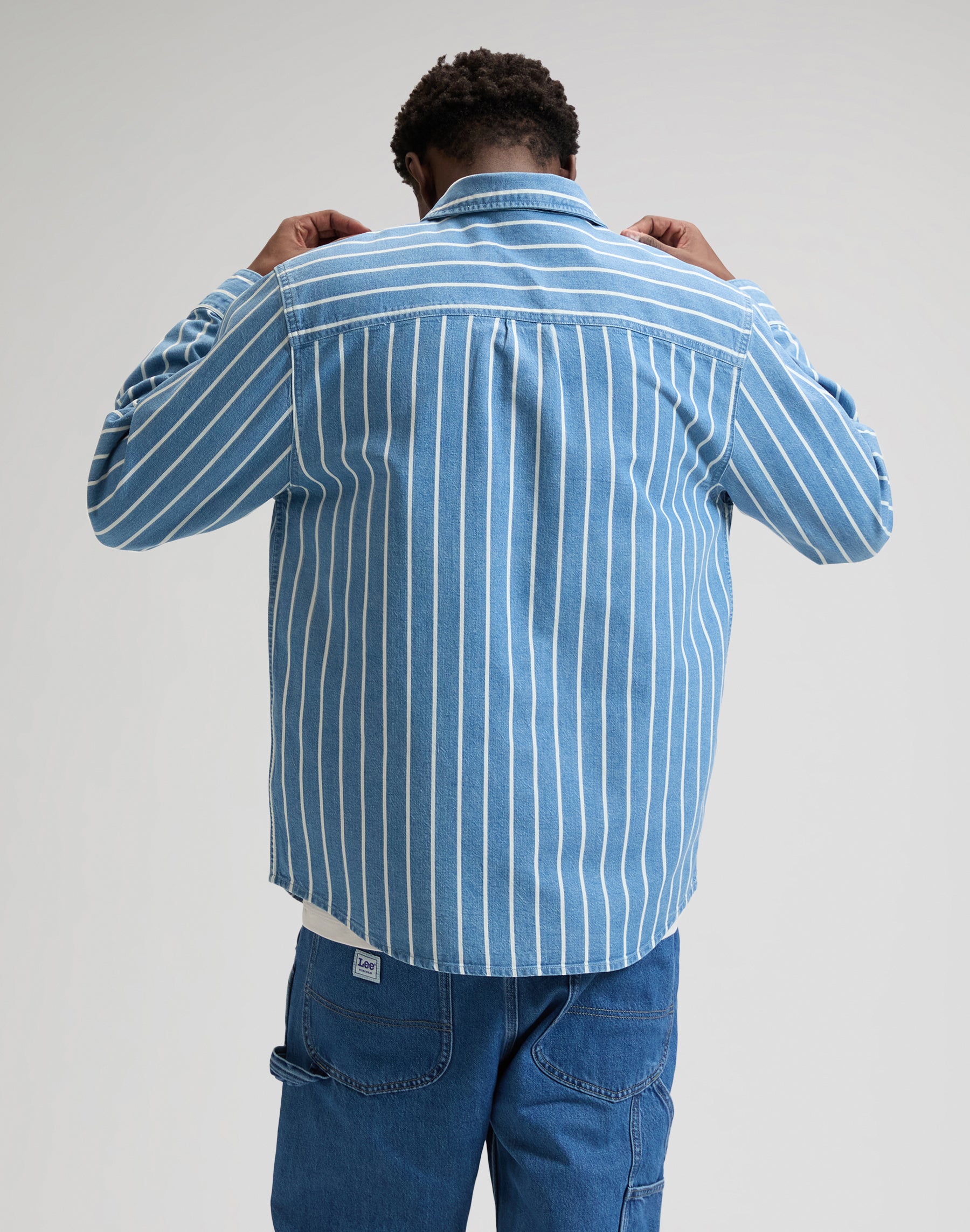Workwear button-down denim striped shirts Lee
