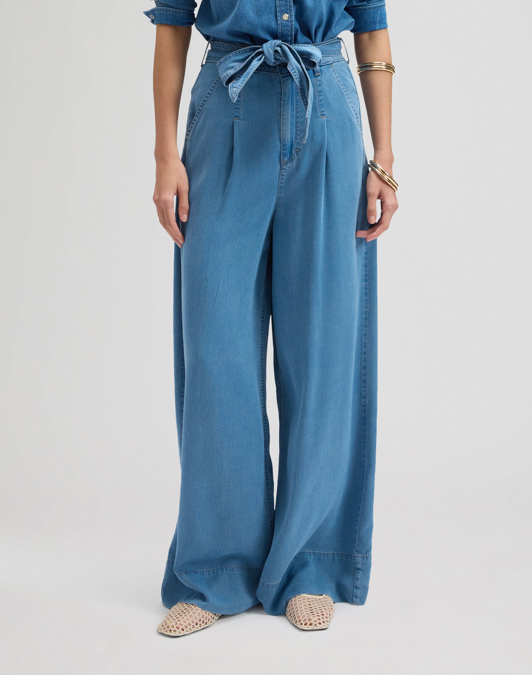 Pleated Wide Leg in Ice Storm Pants Lee