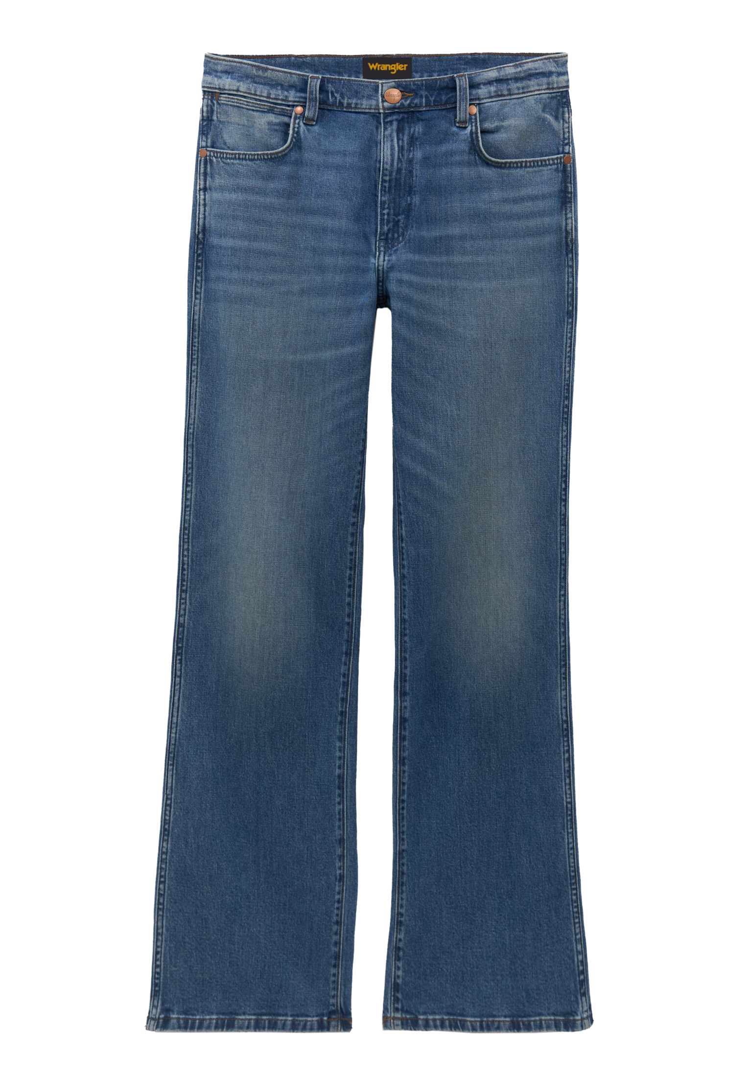 Loose boot in Harbor Blue jeans by Wrangler