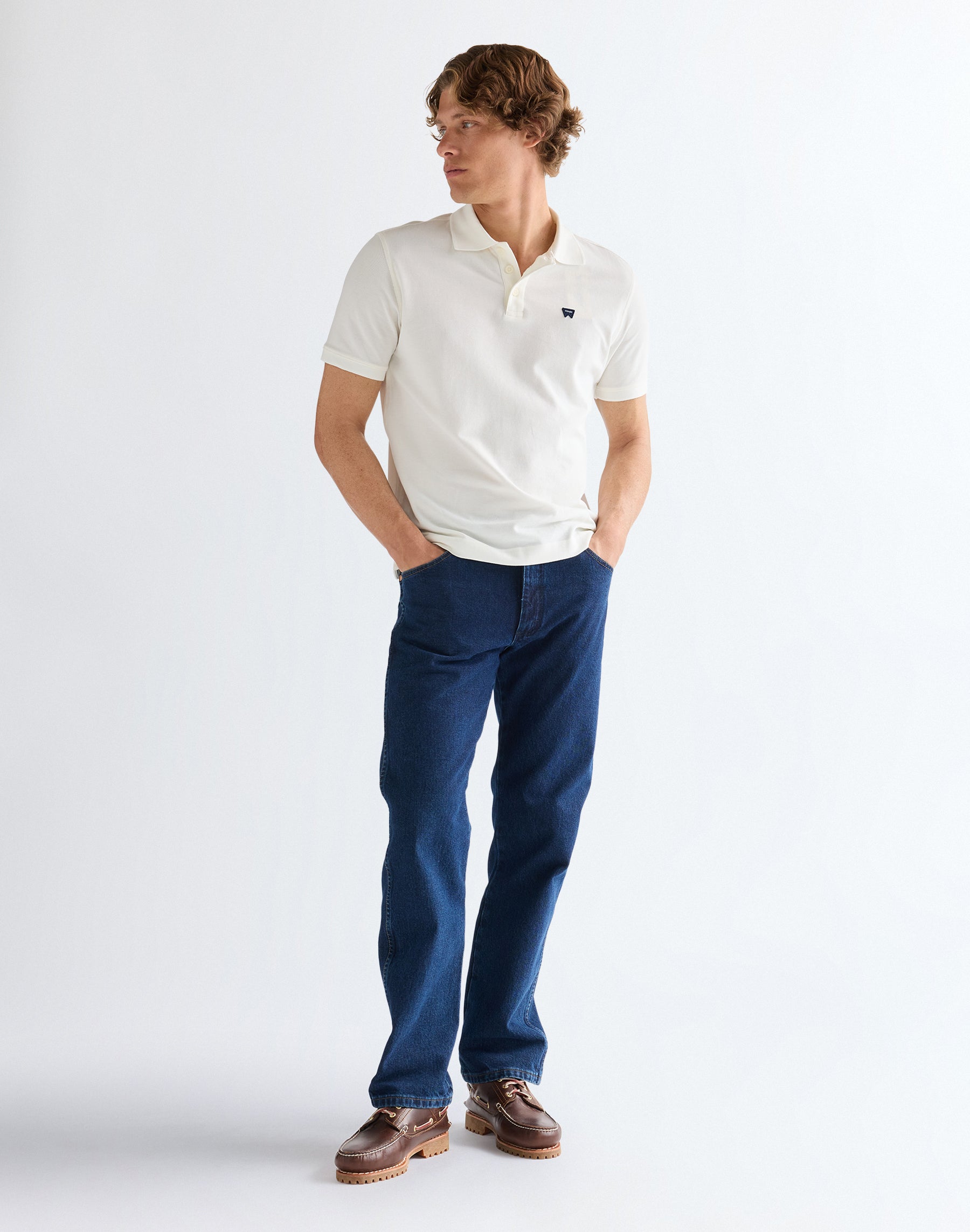 Polo shirt in worn white
