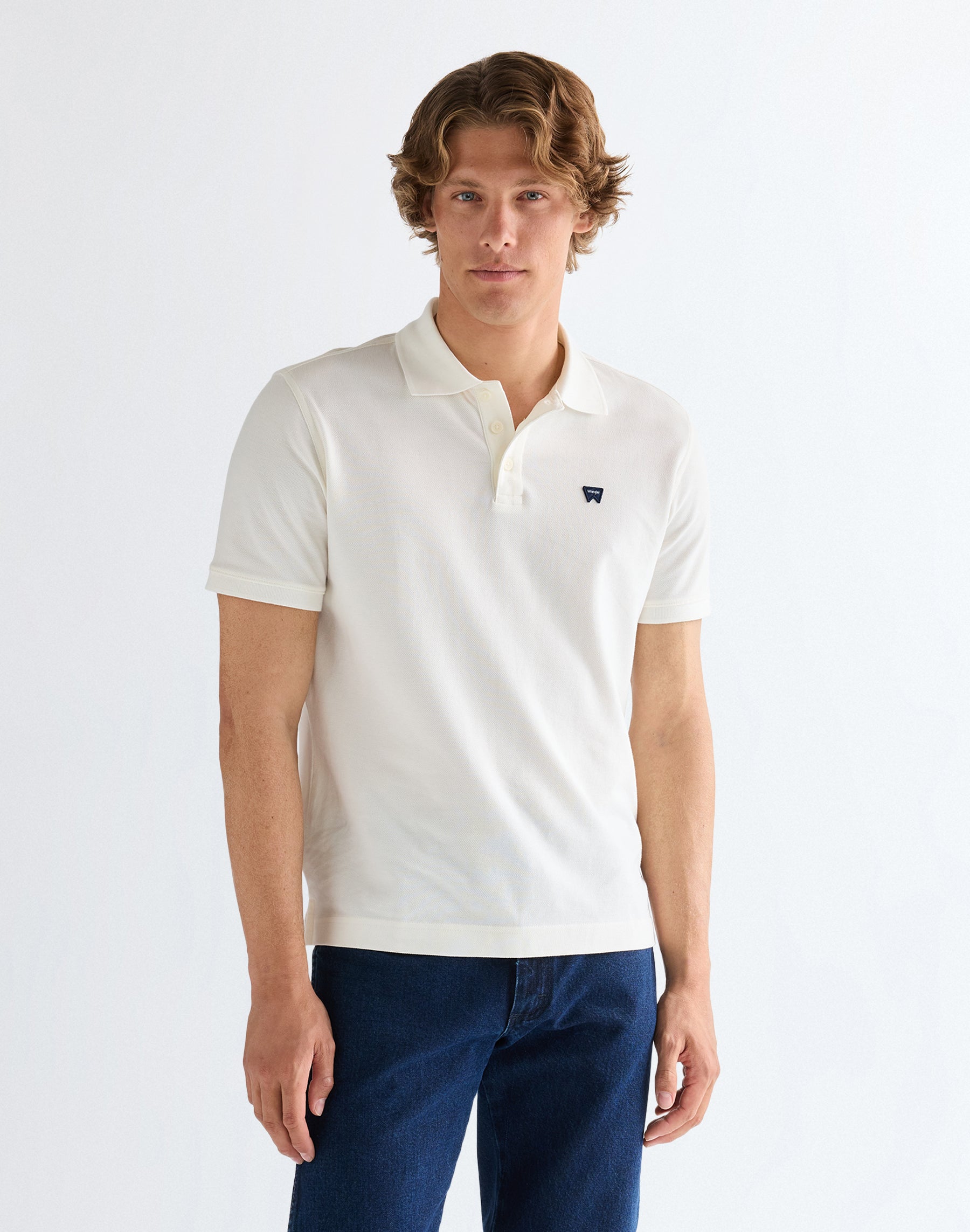 Polo shirt in worn white