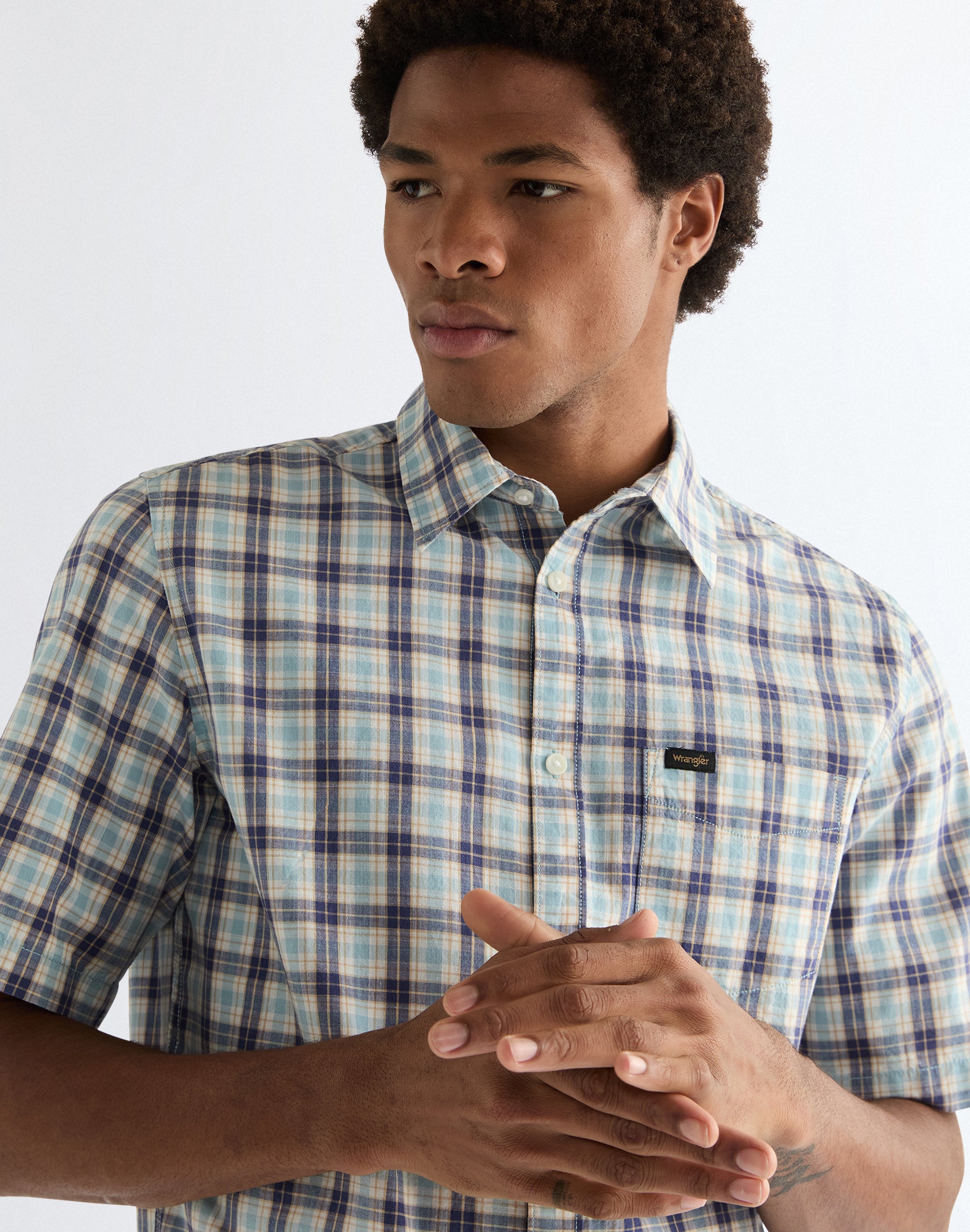 Short-sleeved 1-pocket shirt in Forget Me Not Shirts Wrangler