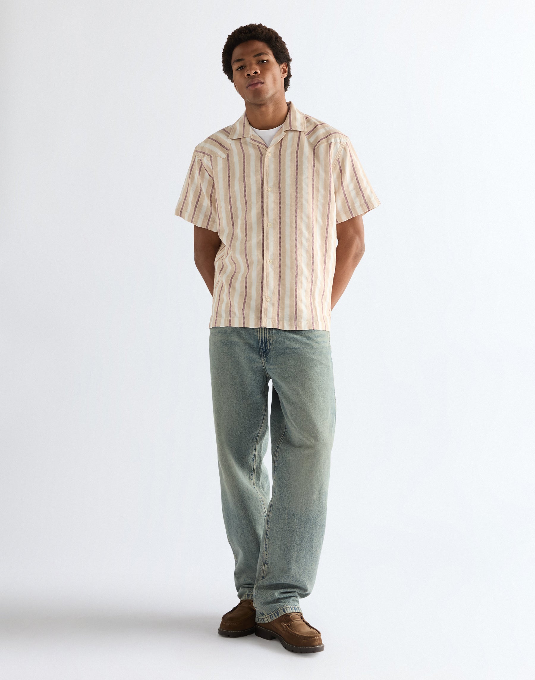 Short-sleeved W Resort shirt in tan ruby wine Shirts Wrangler