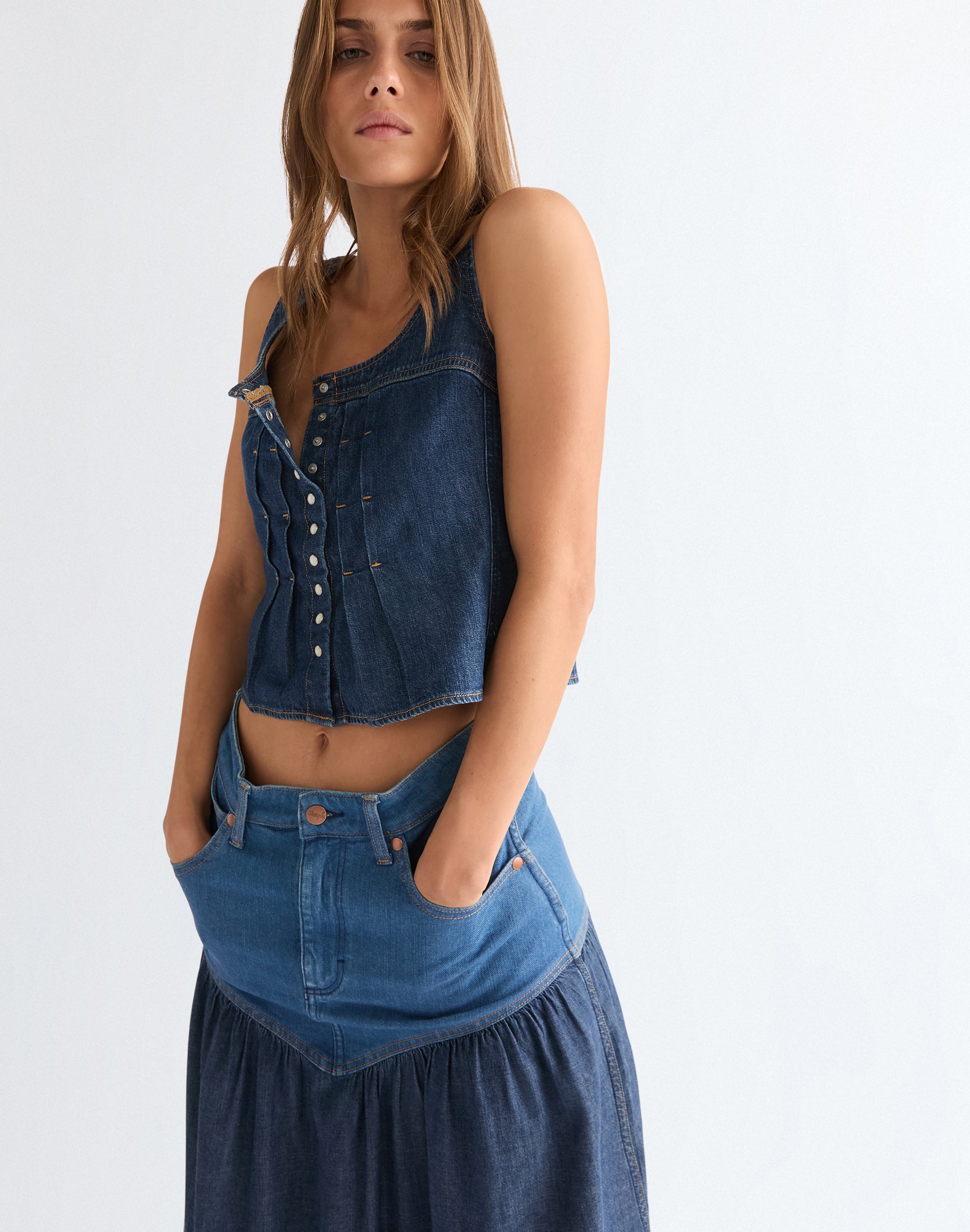Pleated Corset Top in Lone Rider