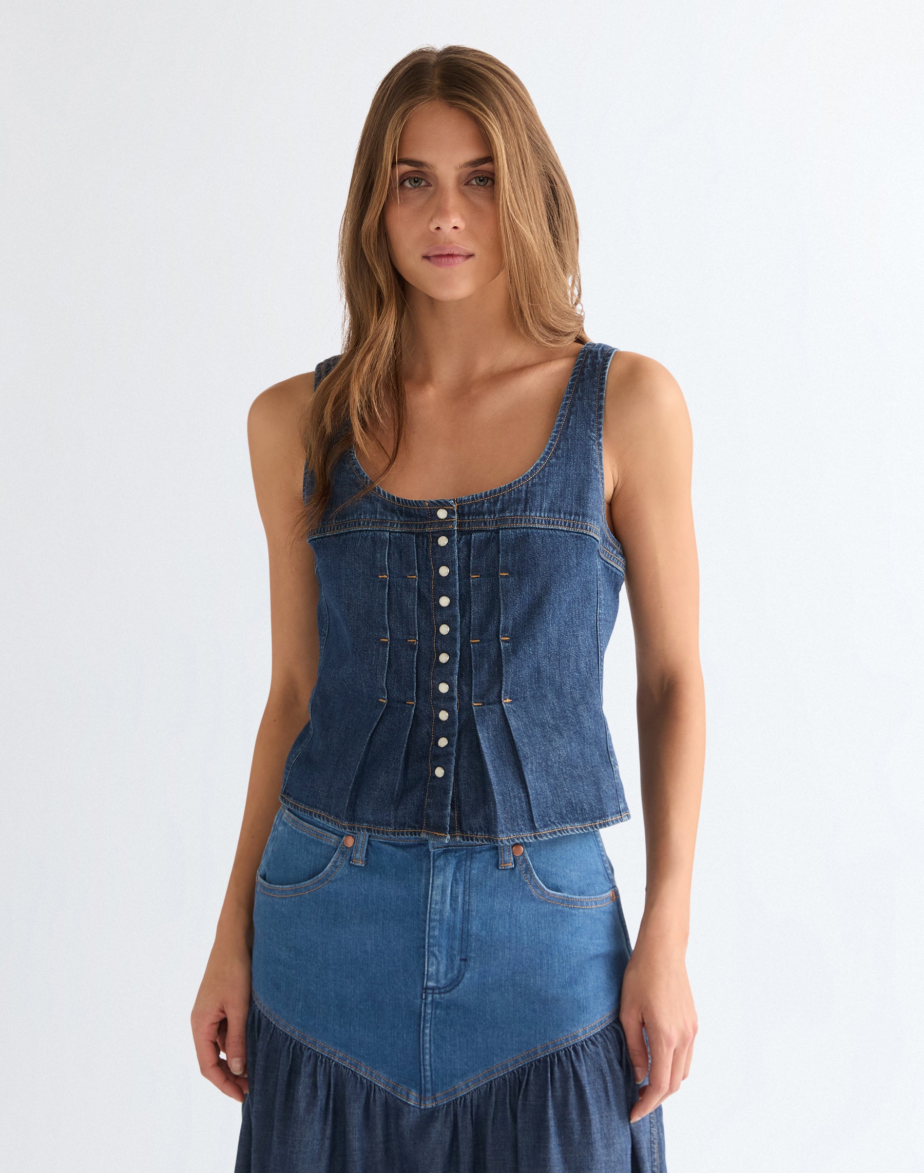 Pleated Corset Top in Lone Rider