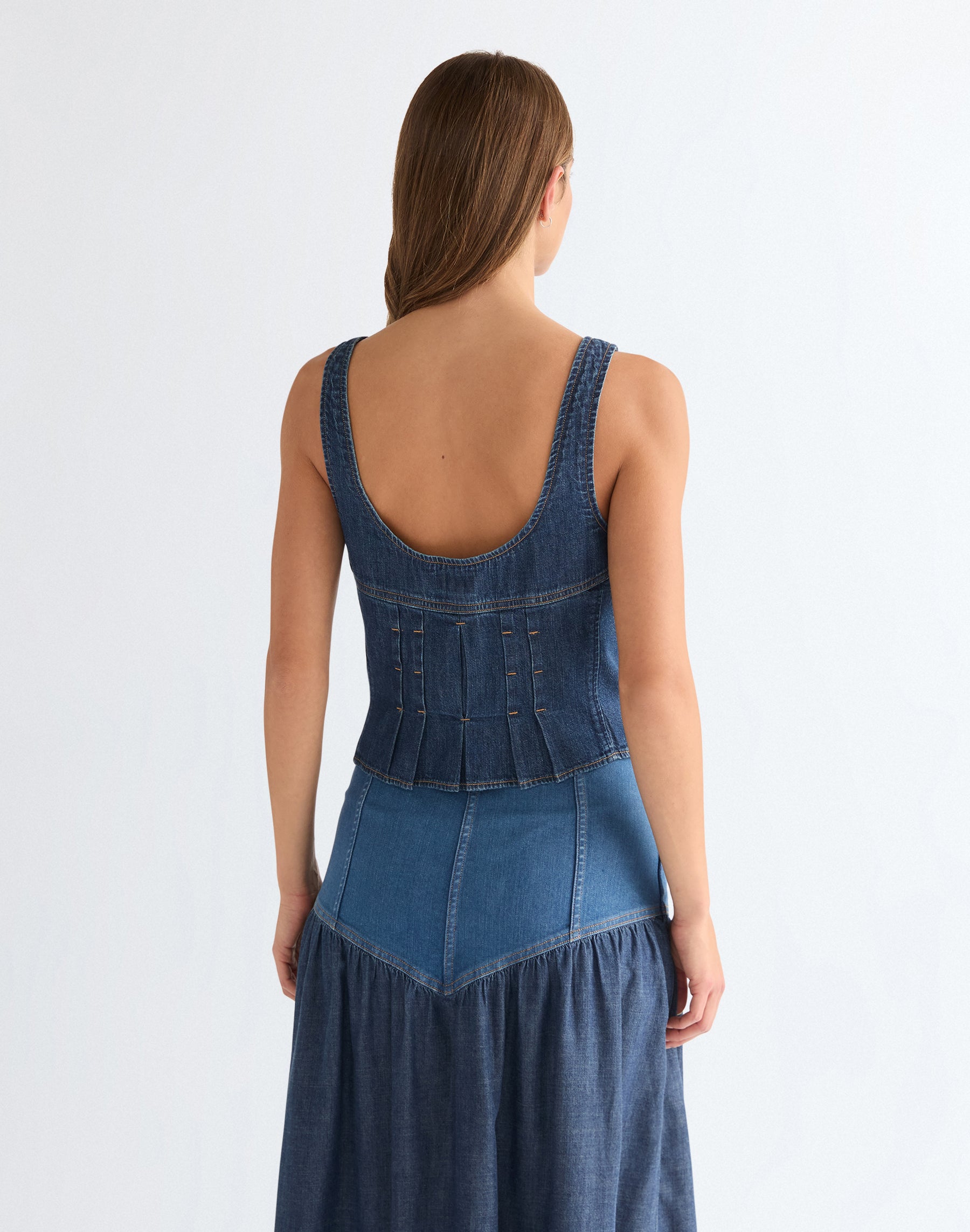 Pleated Corset Top in Lone Rider
