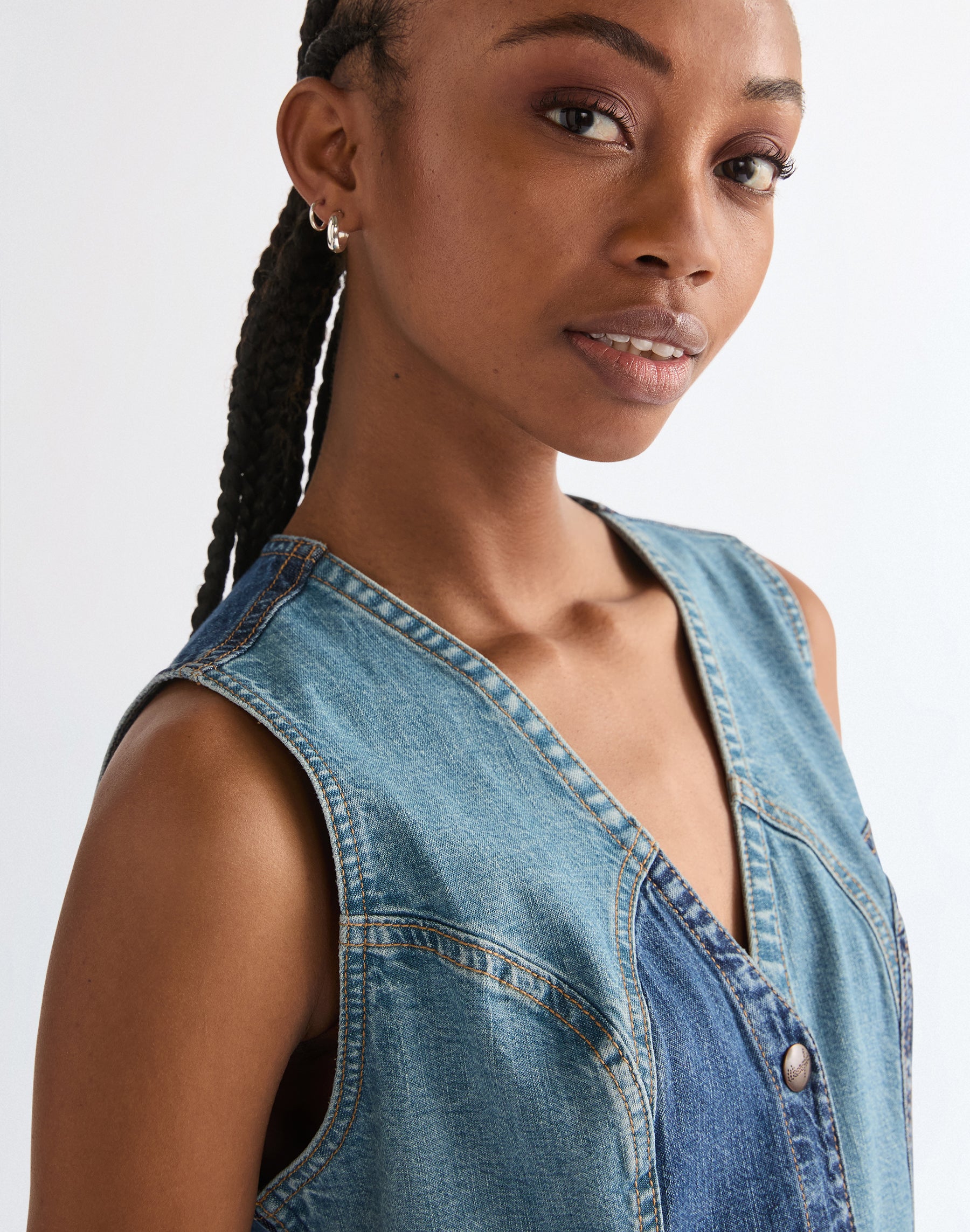 Vest dress in patchwork