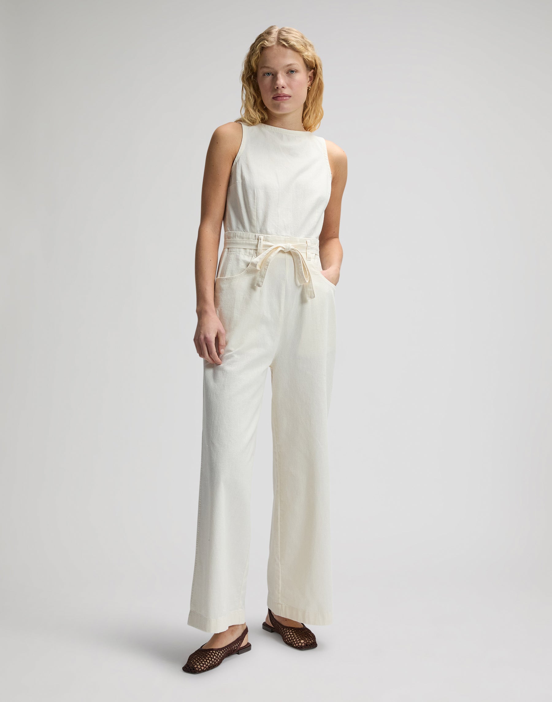 Boatneck jumpsuit in natural Overall Lee