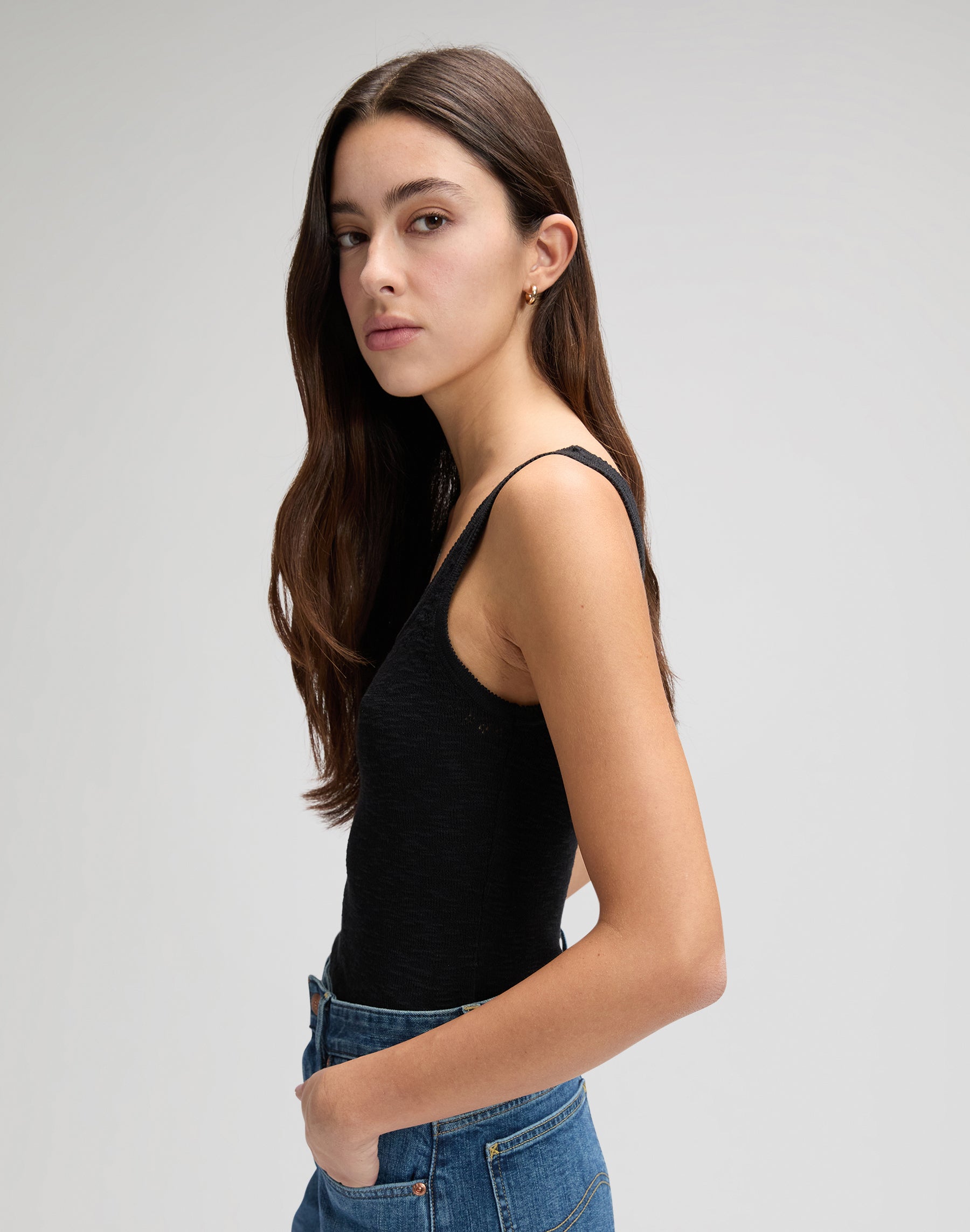 Knitted tank top in black
