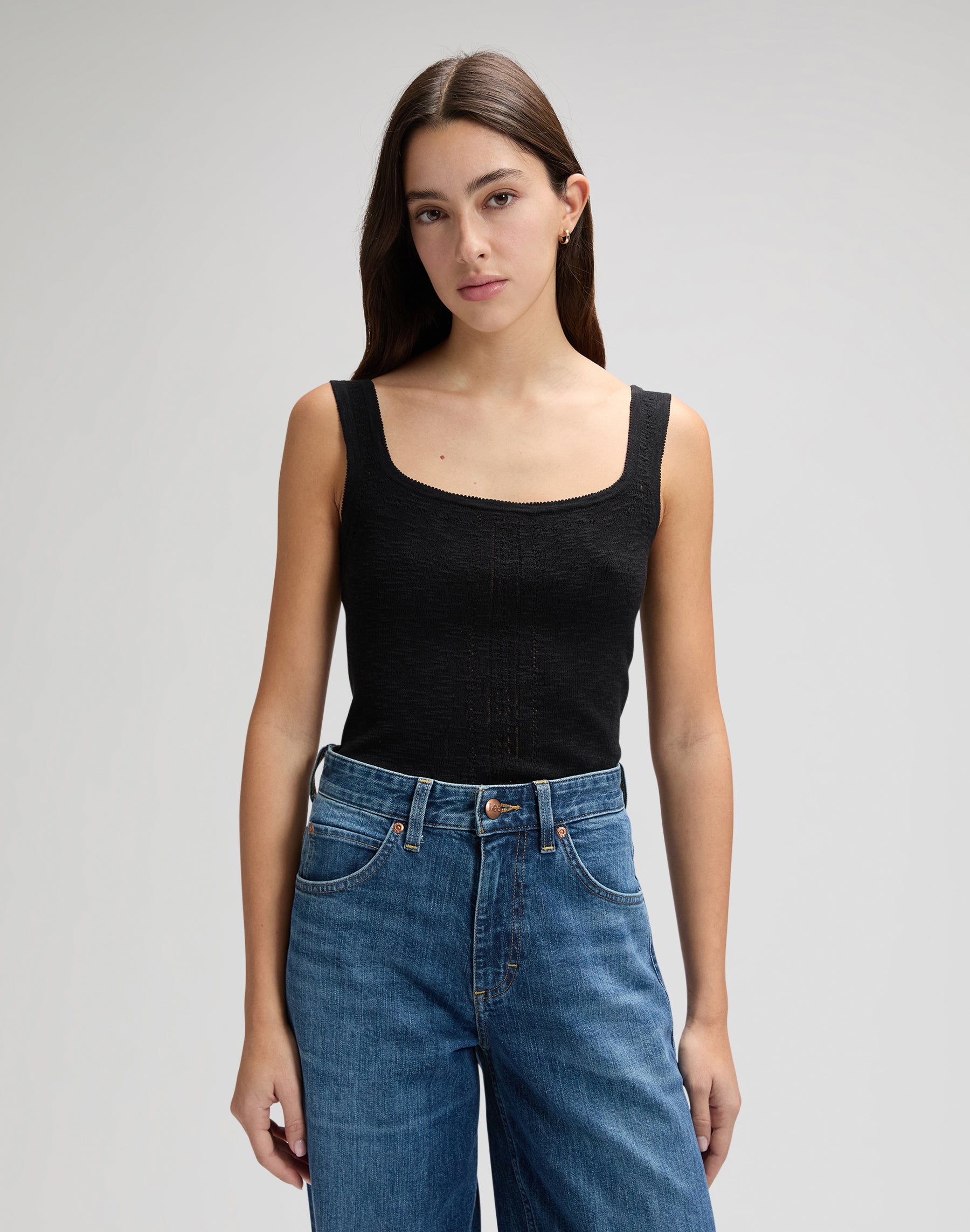 Knitted tank top in black