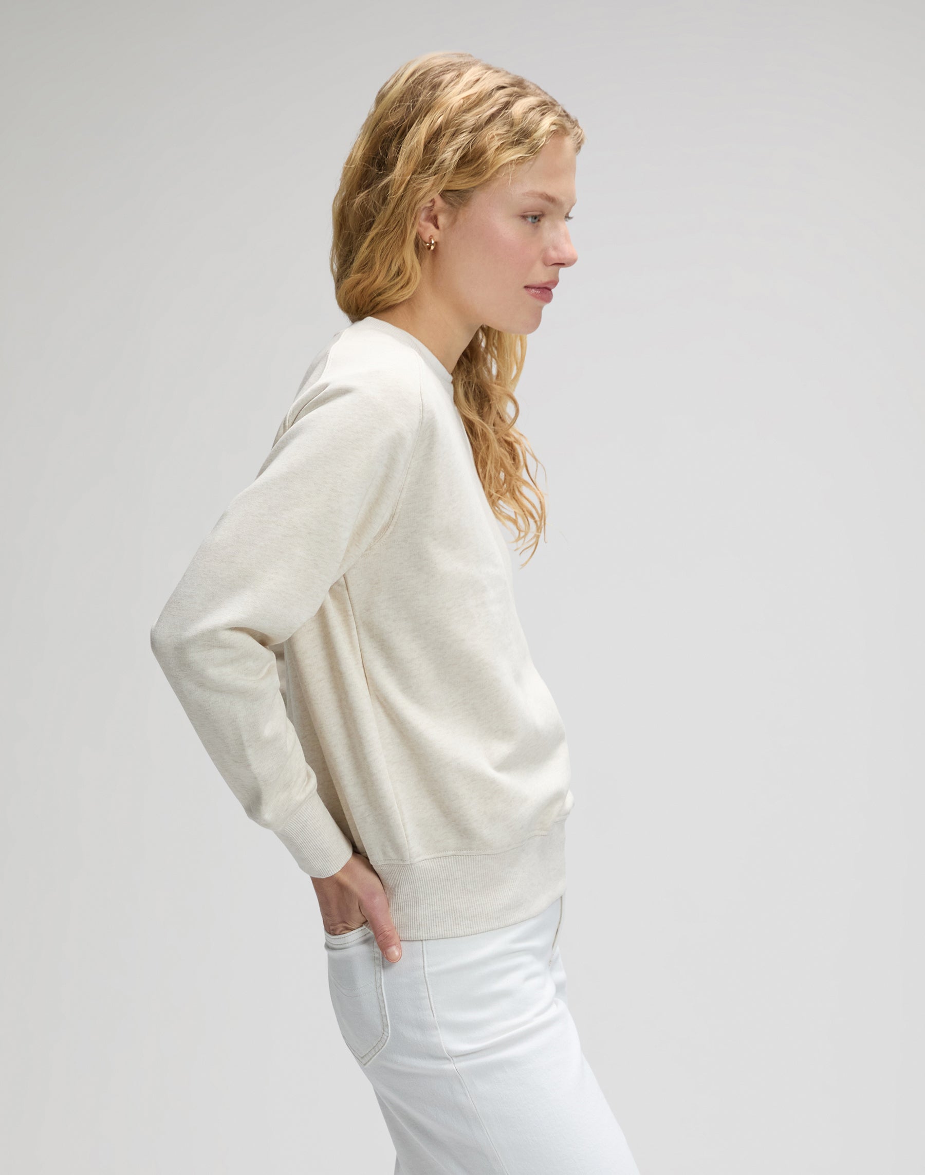 Raglan Crew Sweatshirt in Ecru Heather