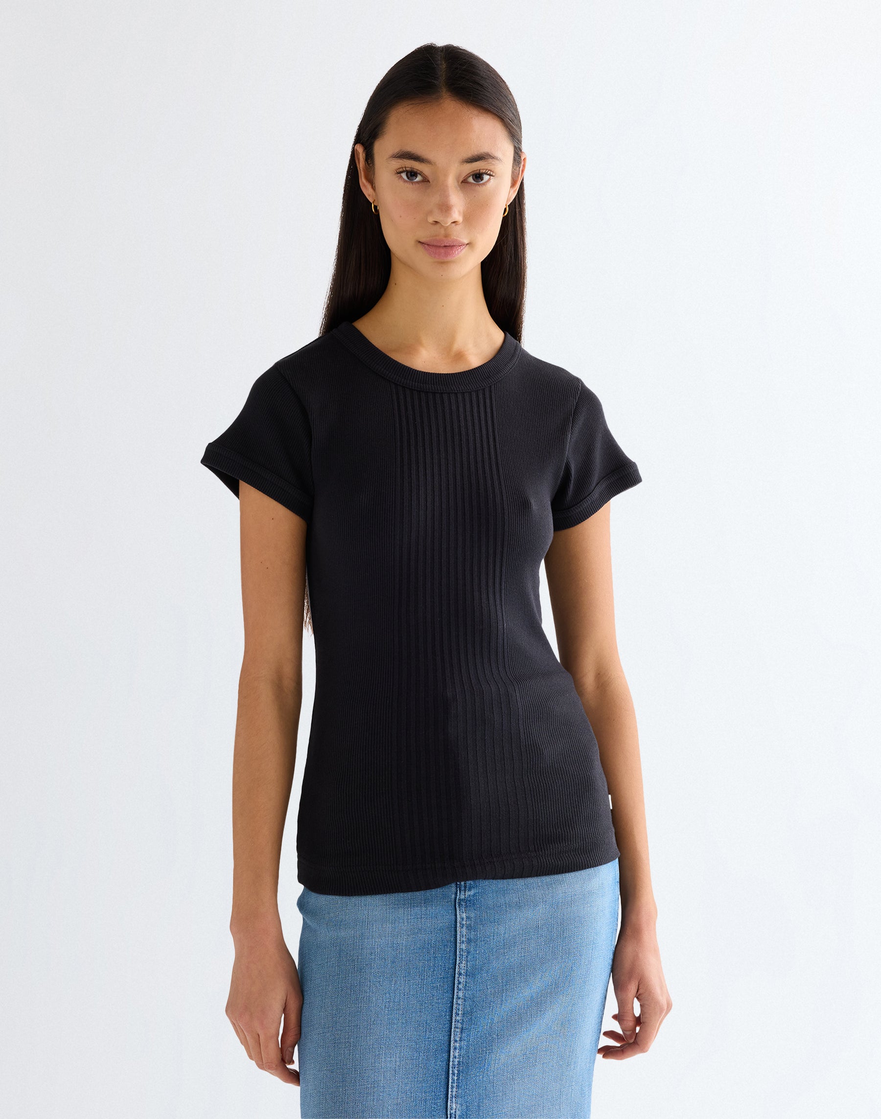 Capped Rib Shirt in Black