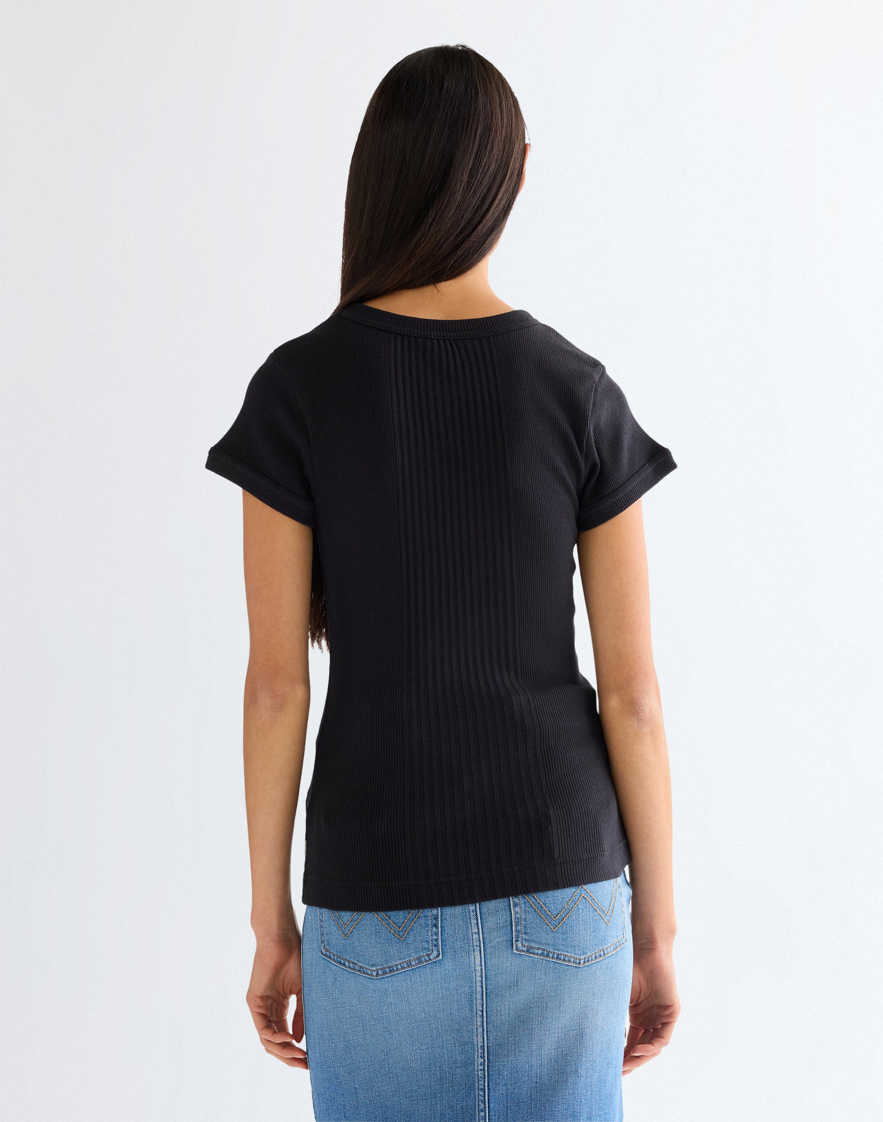 Capped Rib Shirt in Black