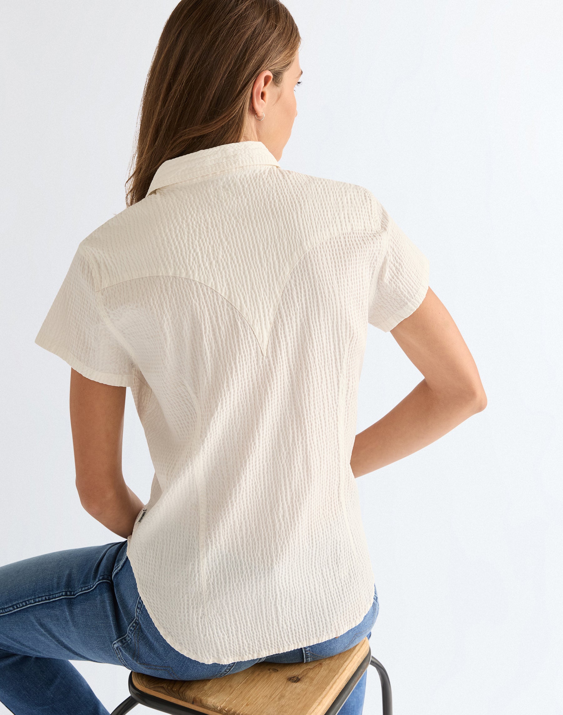 Stylized Western Short Sleeve Shirt Western Egret