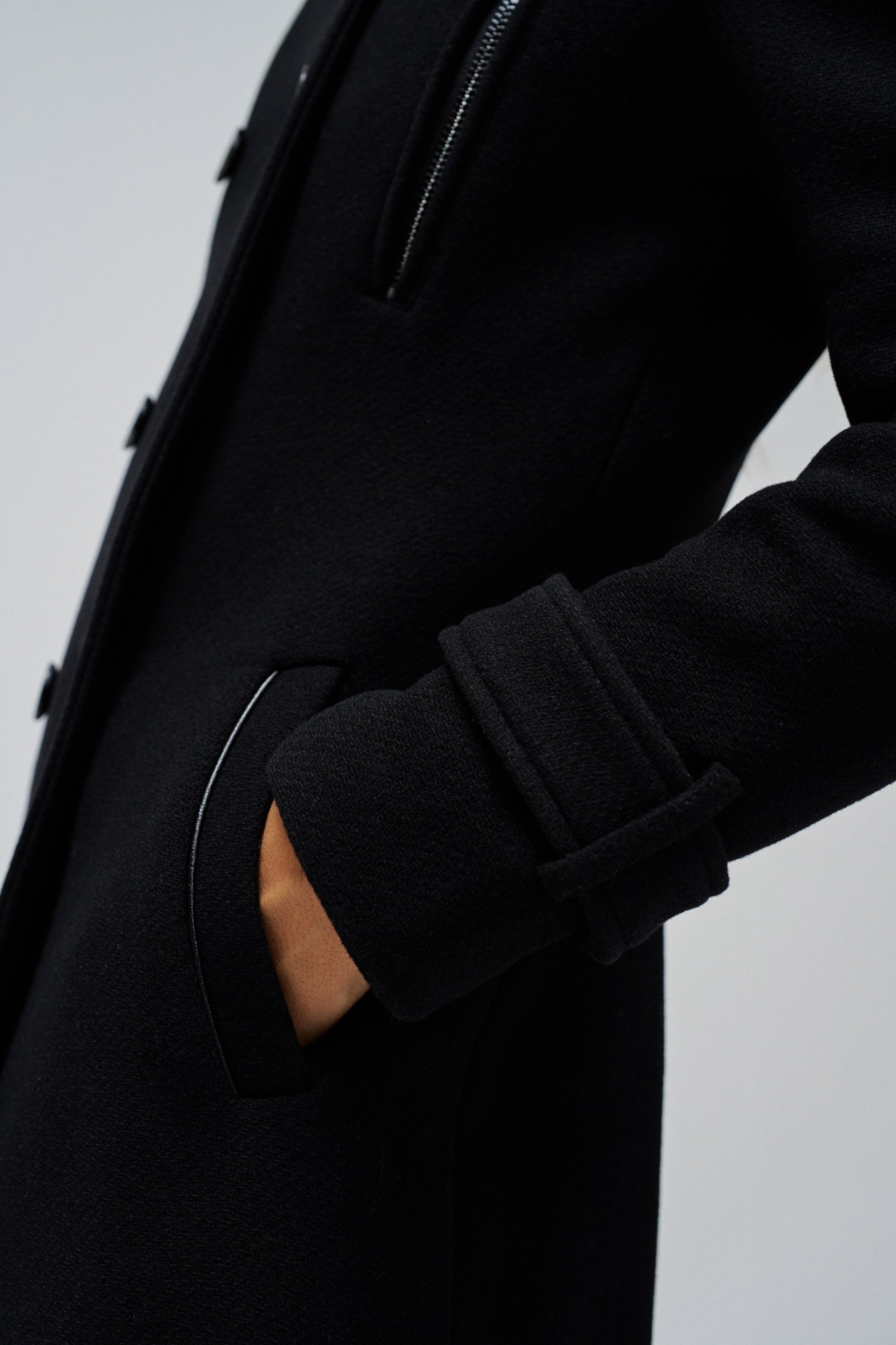 Grace Long Woolen Coat in Black Jackets Salsa Jeans