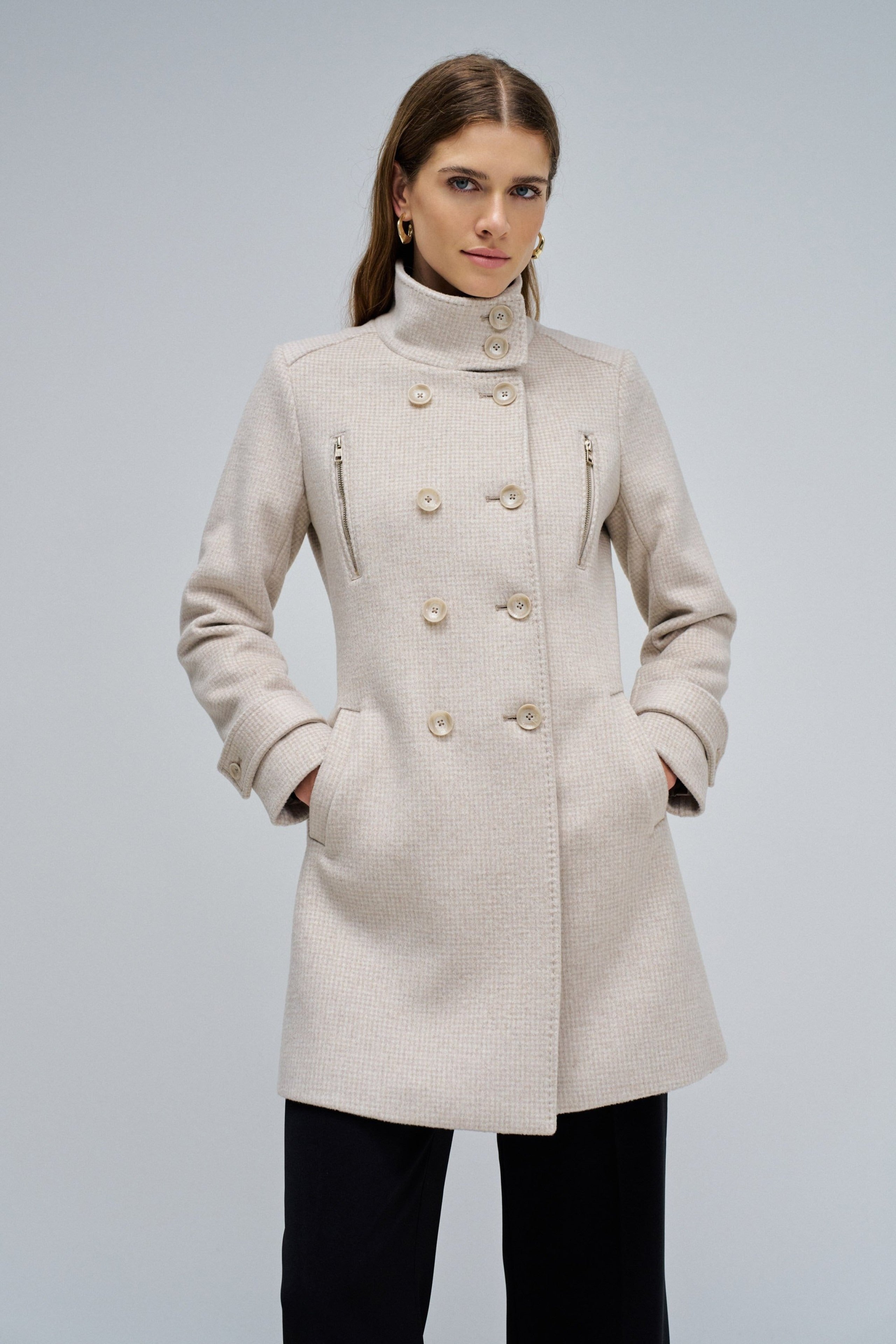 Grace Long Woolen Coat in Light Beige V1 Jackets Salsa Jeans