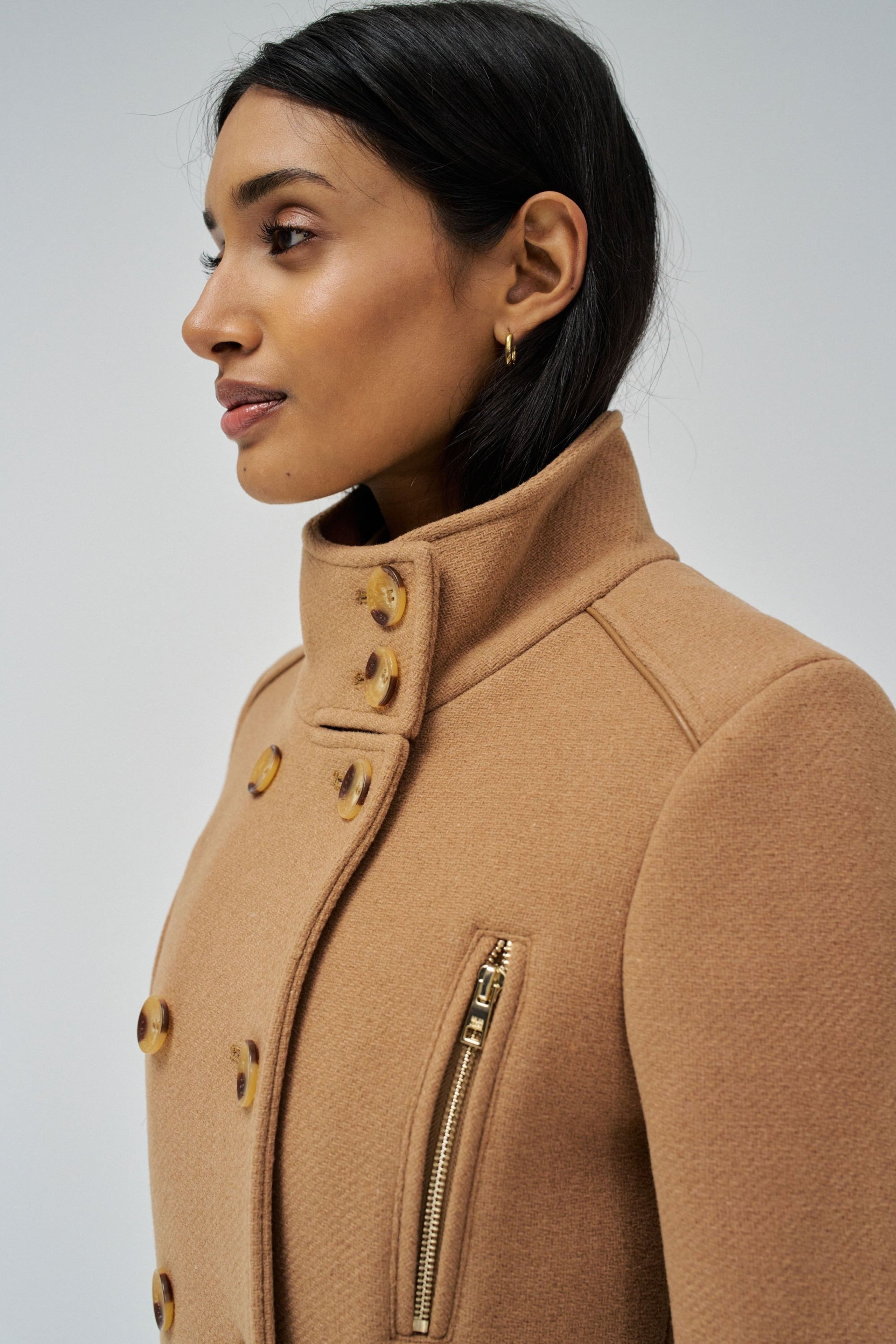 Grace Long Woolen Coat in Medium Beige Jackets Salsa Jeans