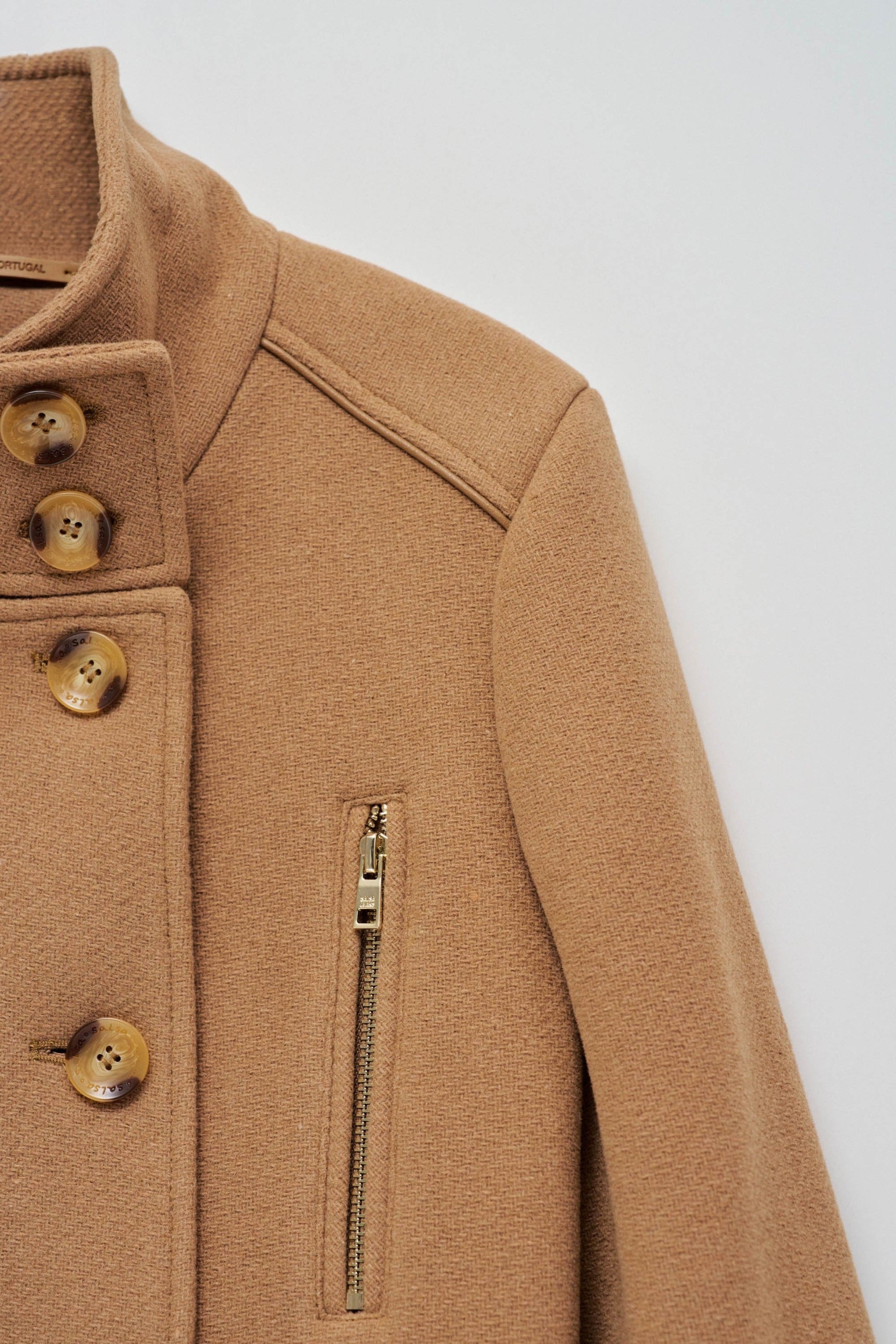 Grace Long Woolen Coat in Medium Beige Jackets Salsa Jeans