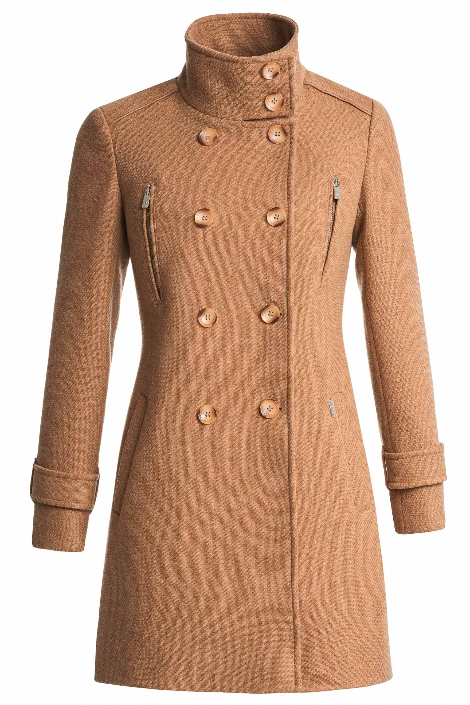 Grace Long Woolen Coat in Medium Beige Jackets Salsa Jeans