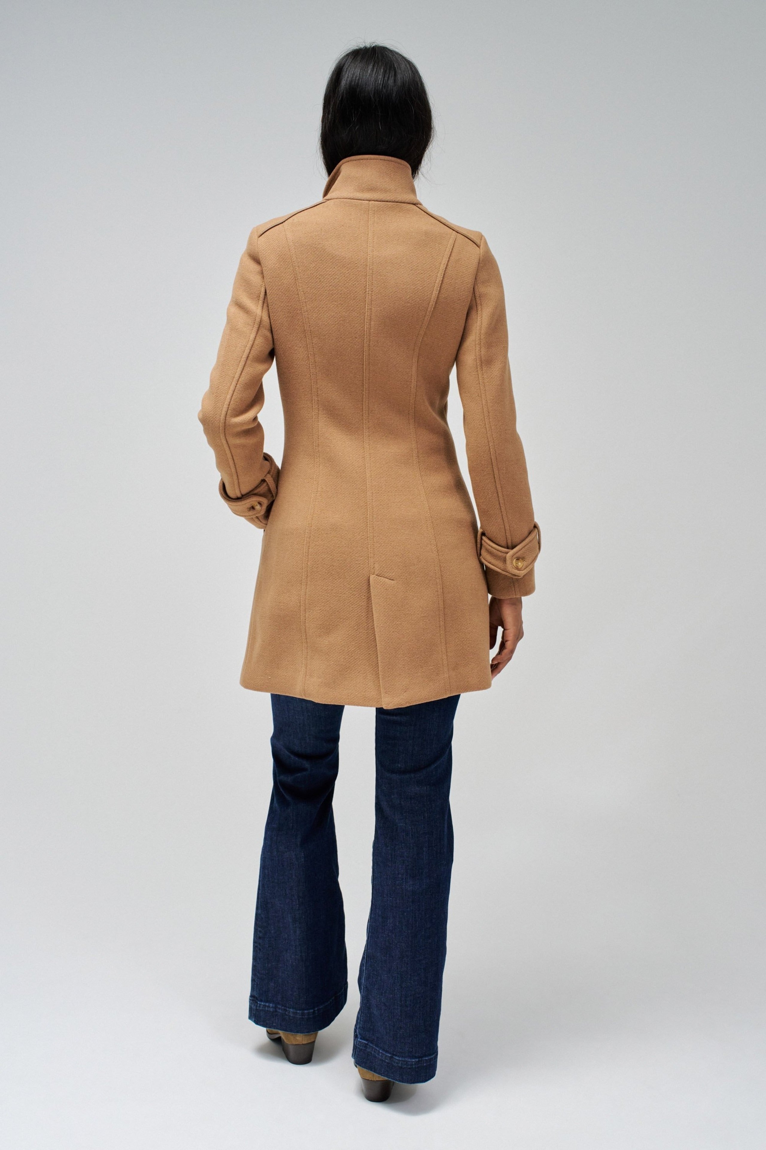 Grace Long Woolen Coat in Medium Beige Jackets Salsa Jeans