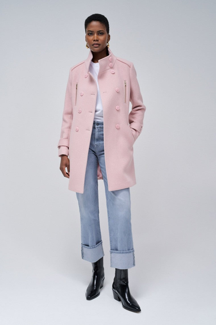 Grace Long Woolen Coat in Medium Pink V2 Jackets Salsa Jeans   