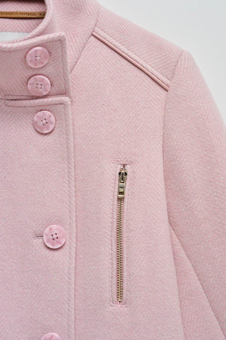 Grace Long Woolen Coat in Medium Pink V2 Jackets Salsa Jeans   